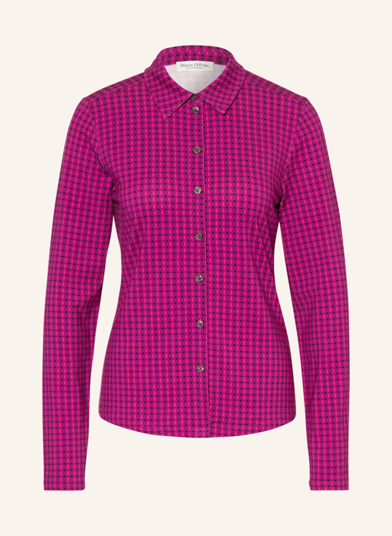 Marc O'Polo Shirt blouse made of jersey, Color: PINK/ BLACK/ FUCHSIA (Image 1)