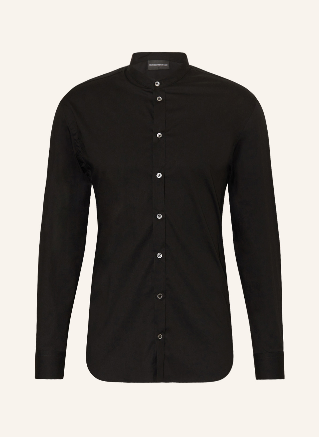 EMPORIO ARMANI Shirt comfort fit with stand-up collar, Color: BLACK (Image 1)