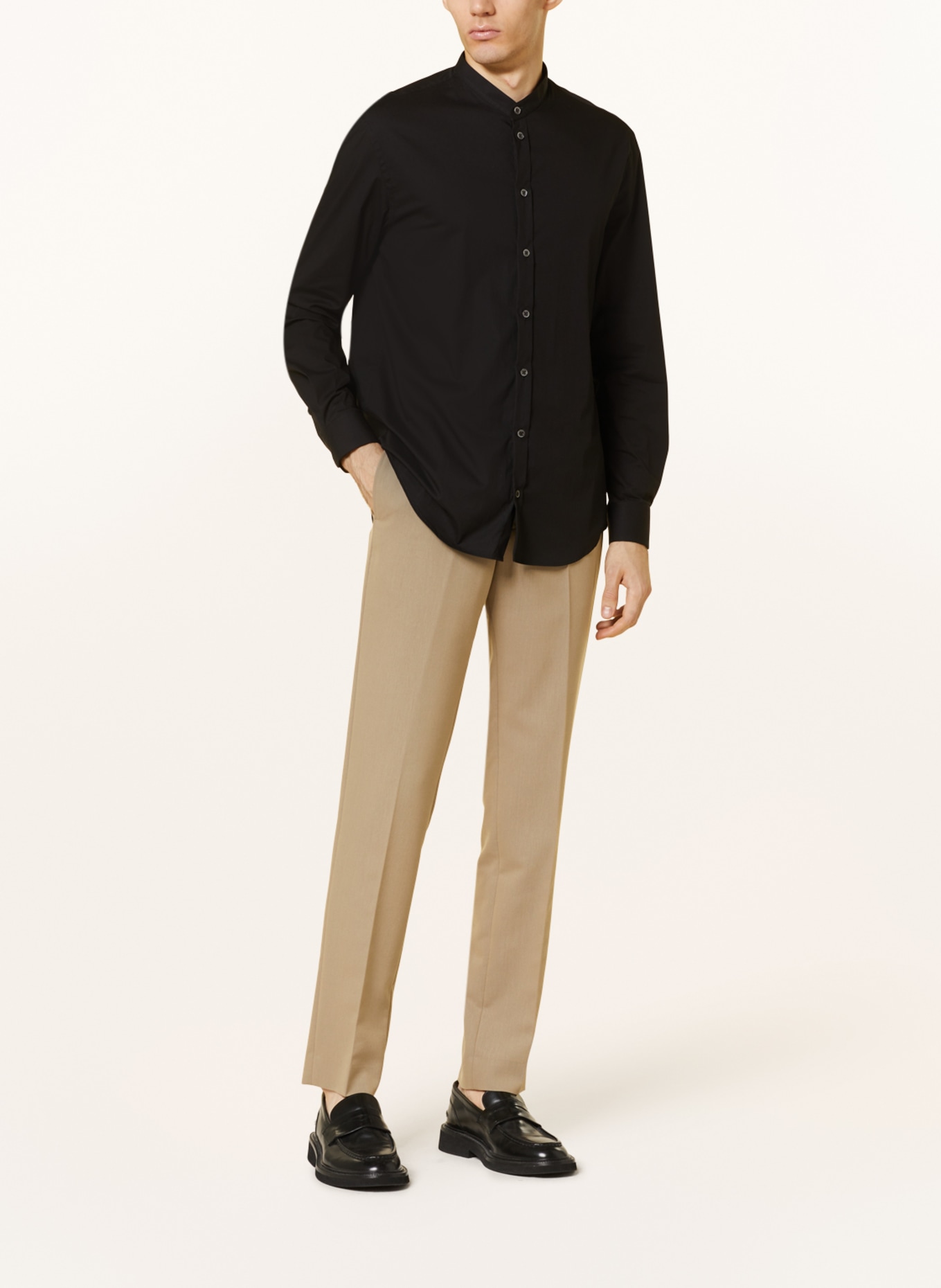 EMPORIO ARMANI Shirt comfort fit with stand-up collar, Color: BLACK (Image 2)