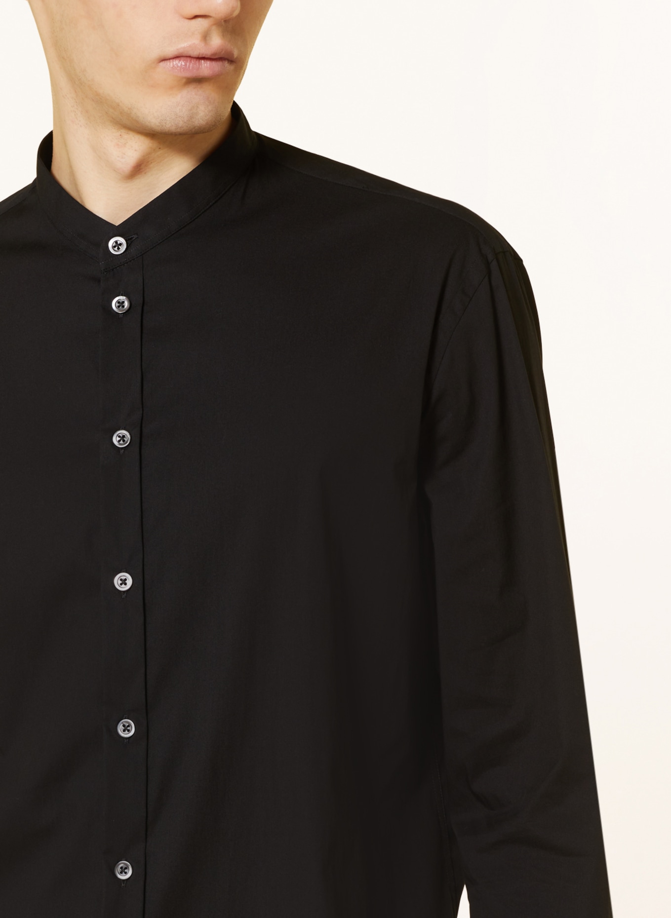 EMPORIO ARMANI Shirt comfort fit with stand-up collar, Color: BLACK (Image 4)