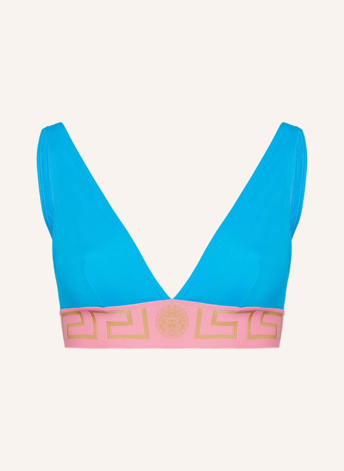 VERSACE Bralette-Bikini-Top, Farbe: NEONBLAU/ BEIGE/ ROSA (Bild 1)