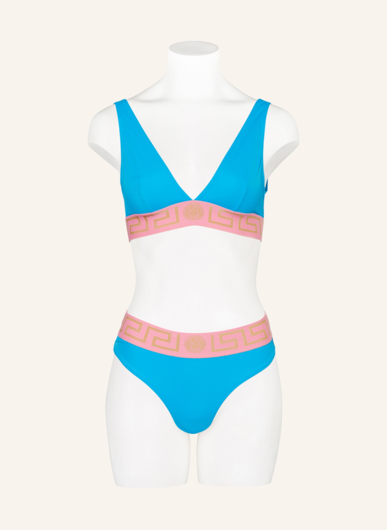 VERSACE Bralette-Bikini-Top, Farbe: NEONBLAU/ BEIGE/ ROSA (Bild 2)