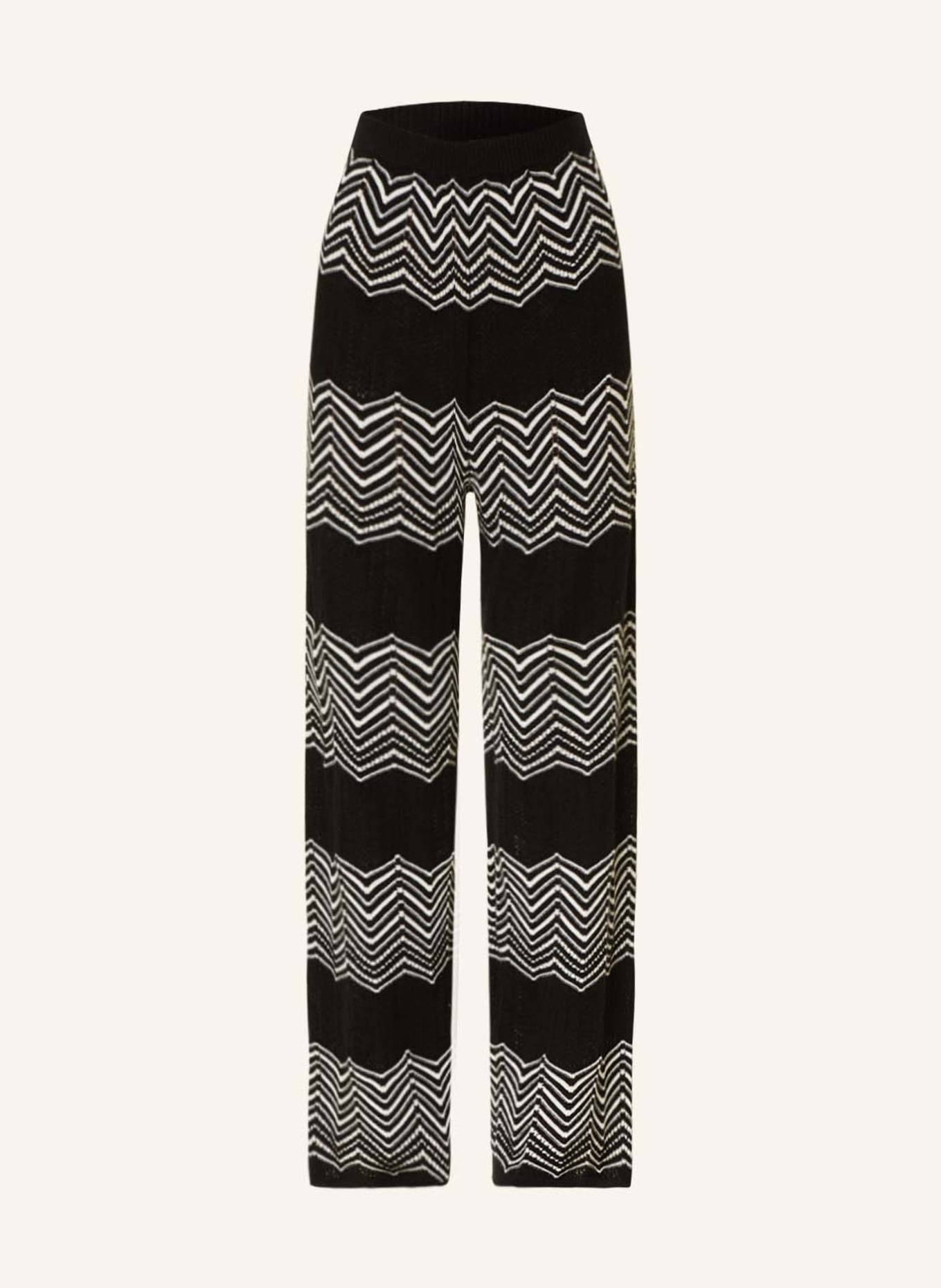ERES Lounge pants SUGAR with cashmere, Color: ECRU/ BLACK (Image 1)