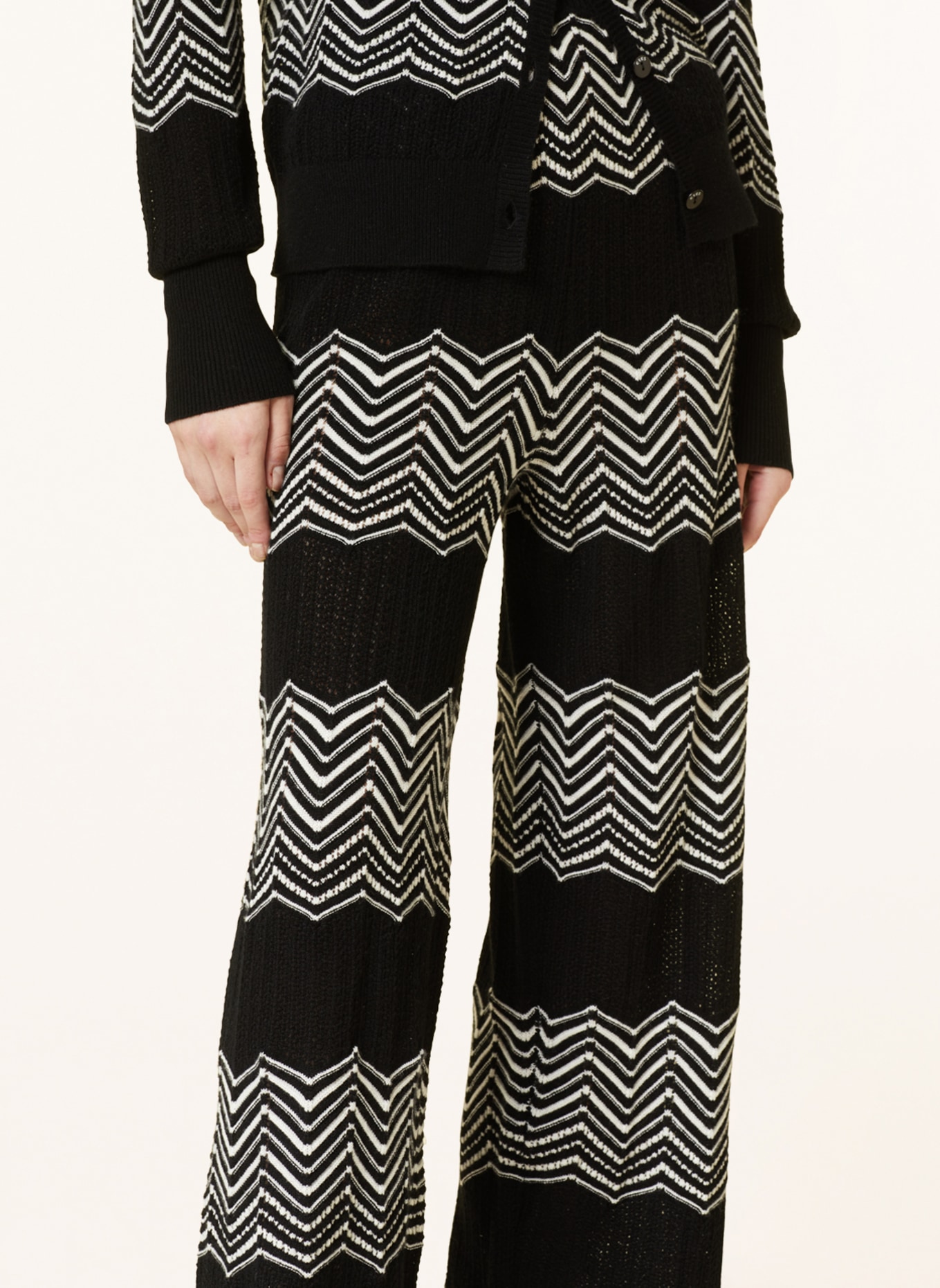 ERES Lounge pants SUGAR with cashmere, Color: ECRU/ BLACK (Image 5)