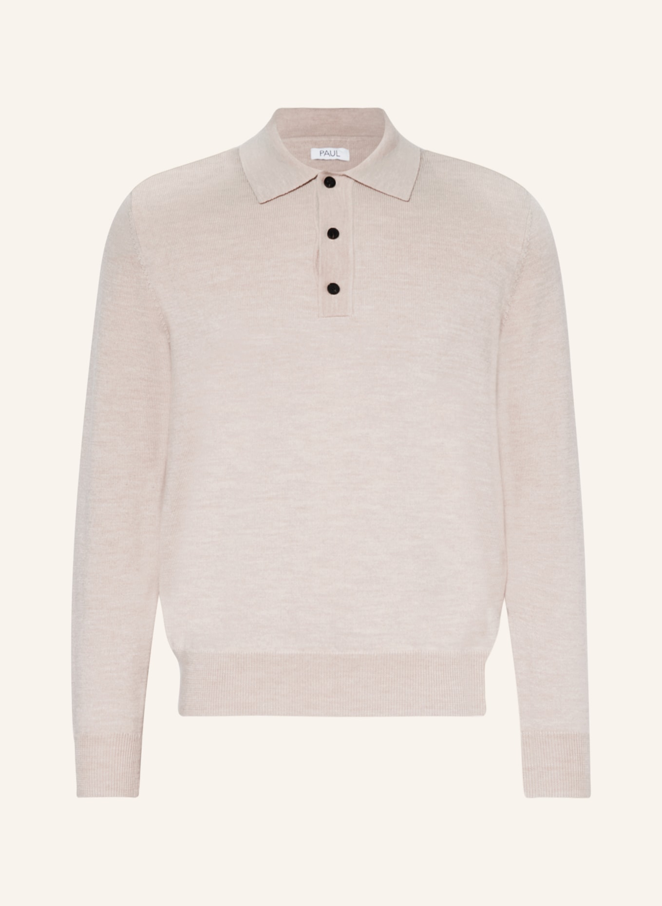 PAUL Knitted polo shirt made of merino wool, Color: BEIGE (Image 1)
