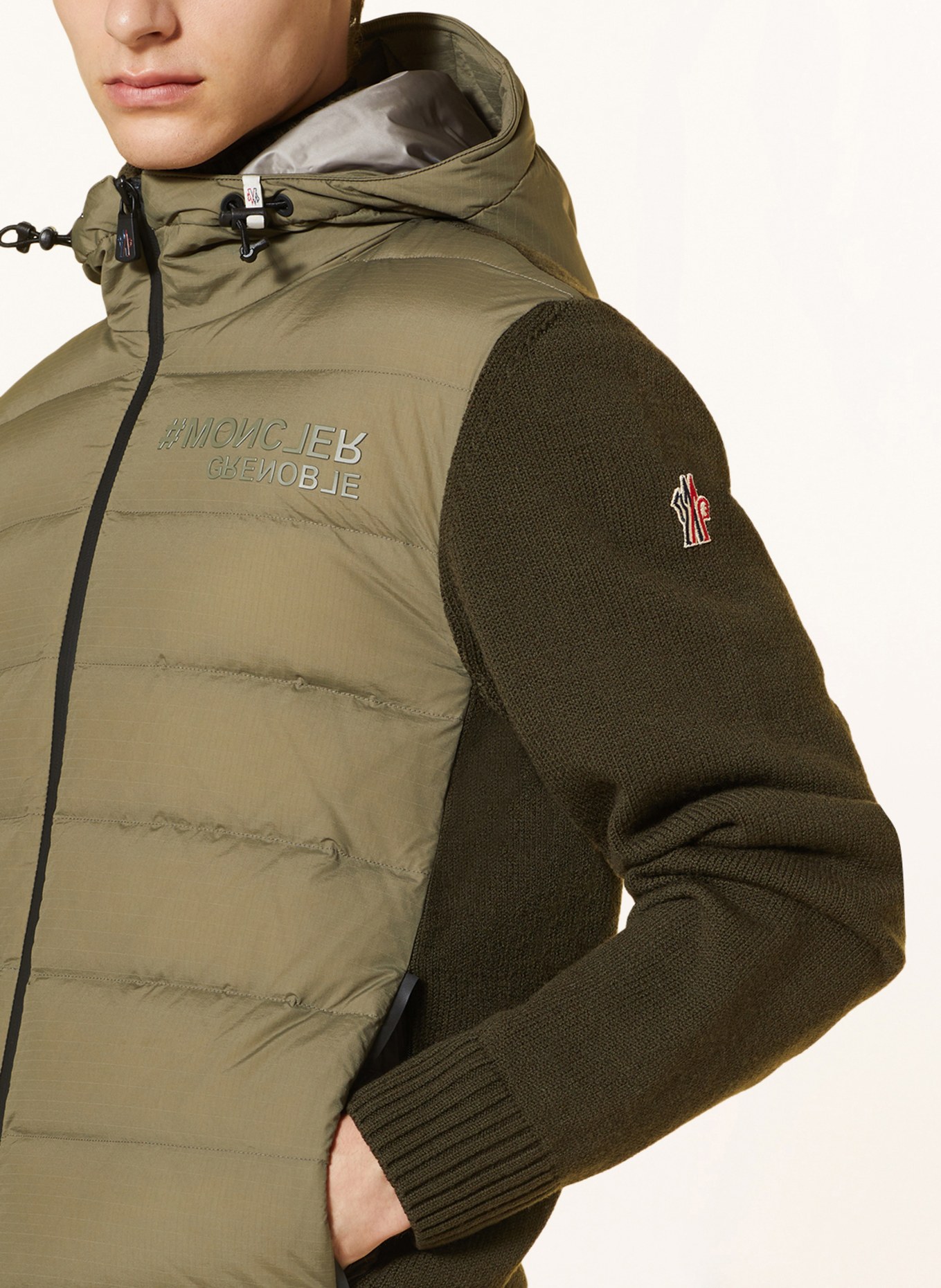 MONCLER GRENOBLE Down jacket in mixed materials, Color: KHAKI (Image 5)