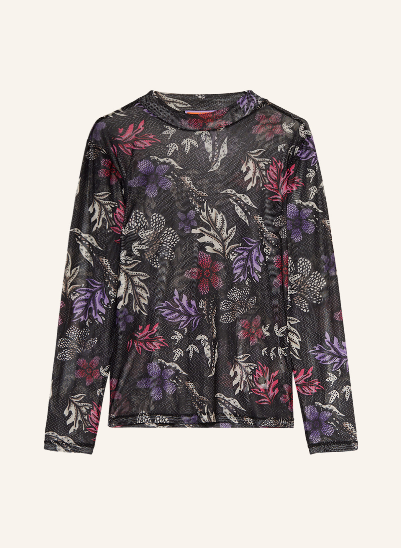 LIEBLINGSSTÜCK Long sleeve shirt FRANCISCAL in mesh, Color: BLACK/ PURPLE/ PINK (Image 1)