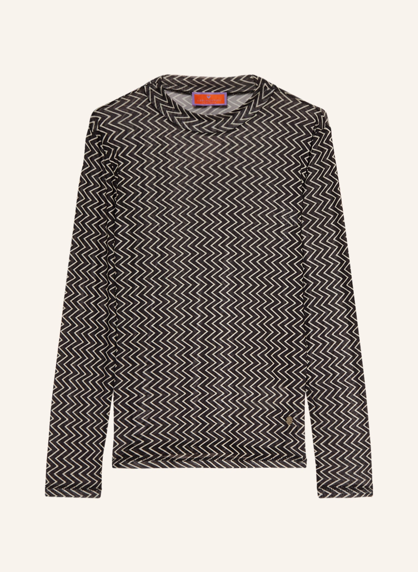 LIEBLINGSSTÜCK Long sleeve shirt FRANCISCAL in mesh, Color: BLACK/ CREAM (Image 1)