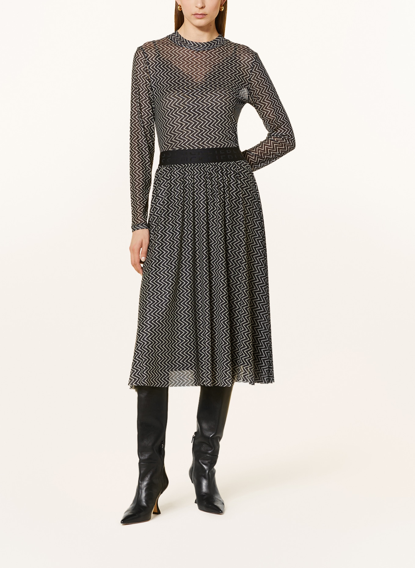 LIEBLINGSSTÜCK Long sleeve shirt FRANCISCAL in mesh, Color: BLACK/ CREAM (Image 2)
