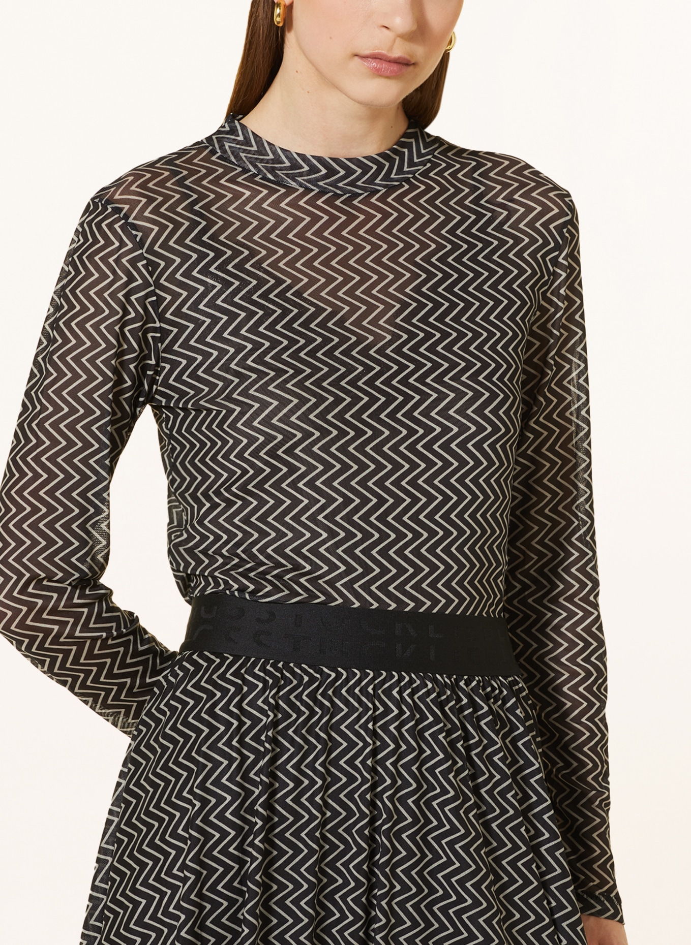 LIEBLINGSSTÜCK Long sleeve shirt FRANCISCAL in mesh, Color: BLACK/ CREAM (Image 4)