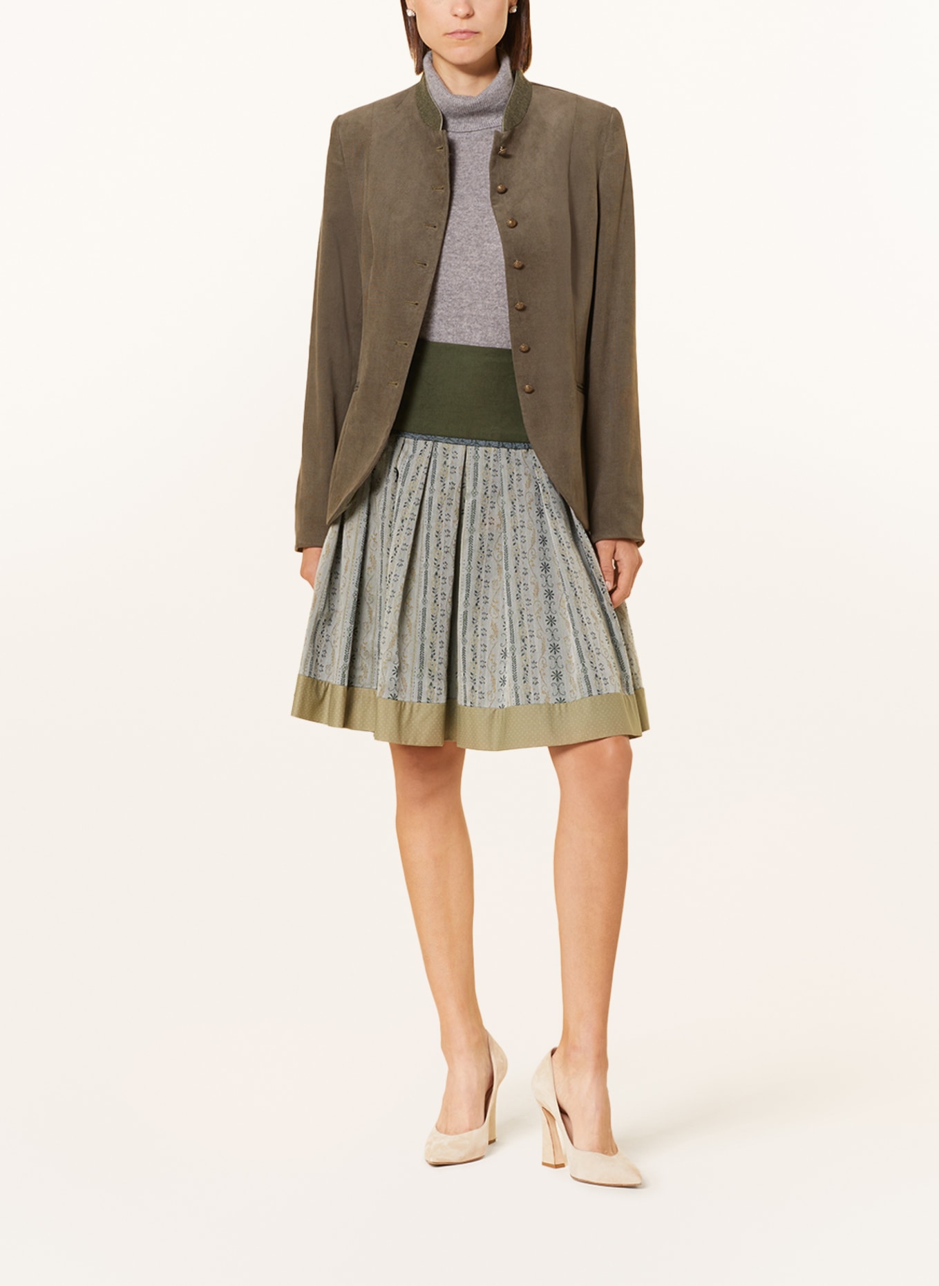 ROCKMACHERIN Trachten skirt WOIDBODN, Color: KHAKI/ OLIVE/ TEAL (Image 2)