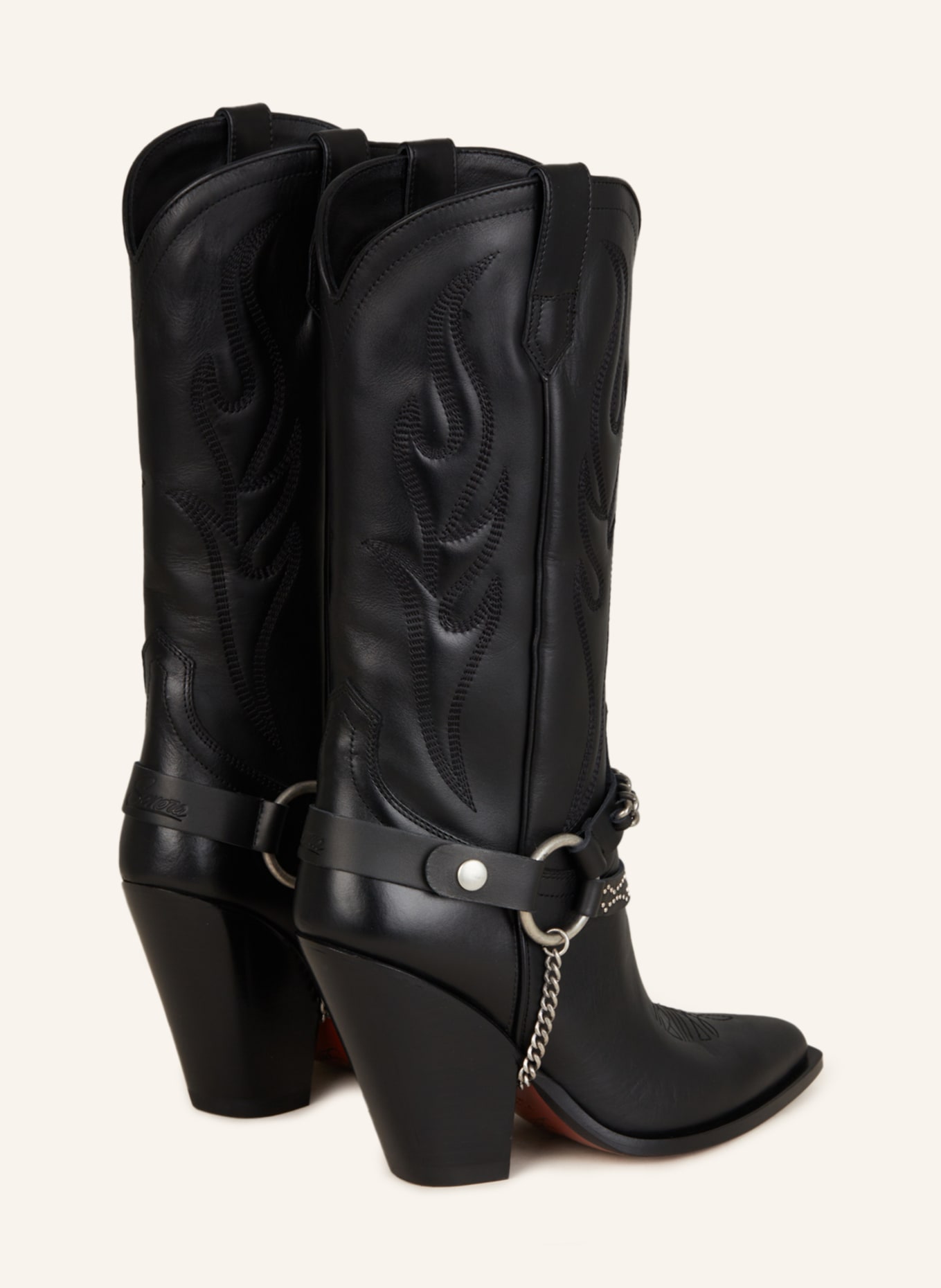 SONORA Cowboy boots SANTA FE BUCKLE with rivets, Color: BLACK (Image 2)