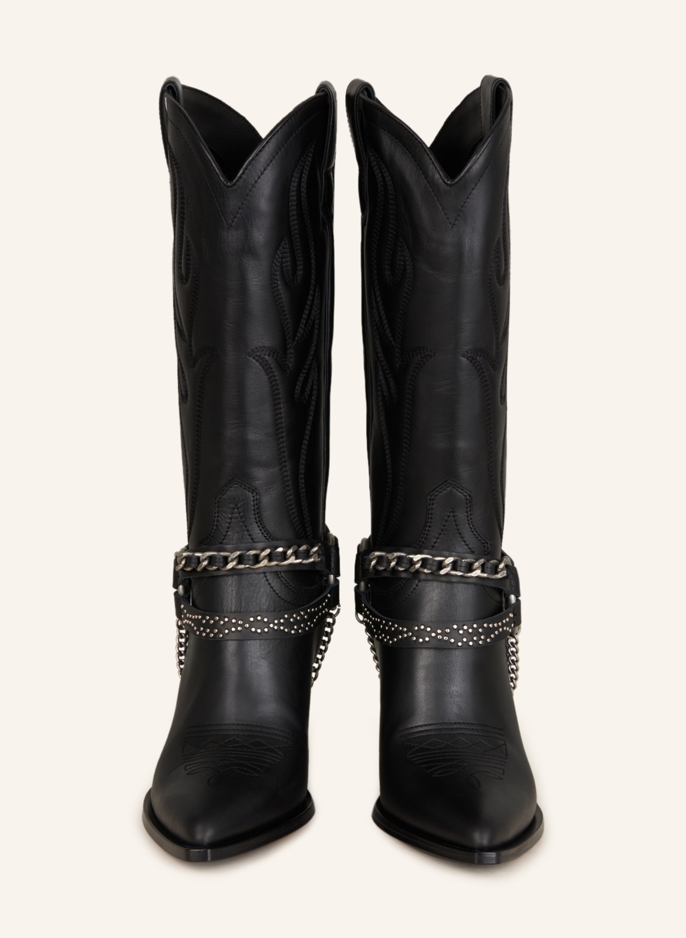SONORA Cowboy boots SANTA FE BUCKLE with rivets, Color: BLACK (Image 3)