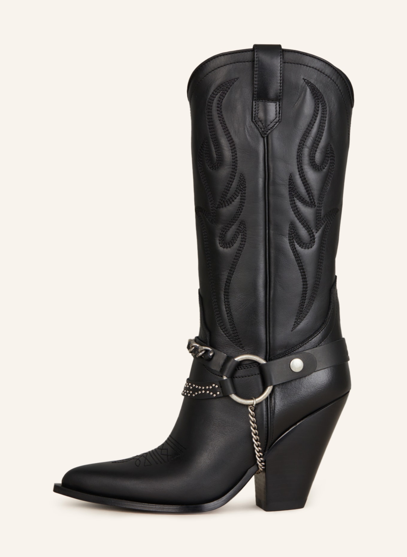 SONORA Cowboy boots SANTA FE BUCKLE with rivets, Color: BLACK (Image 4)