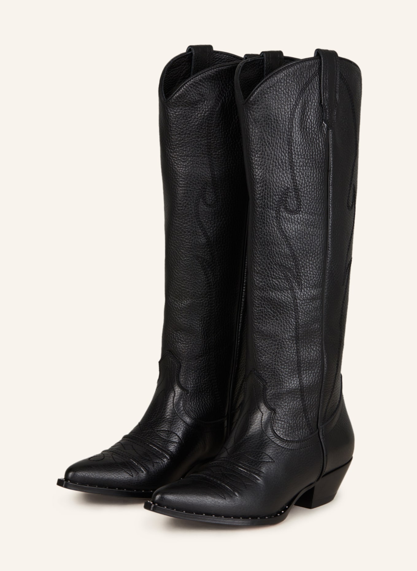 SONORA Cowboy Boots RANCHO with rivets, Color: BLACK (Image 1)