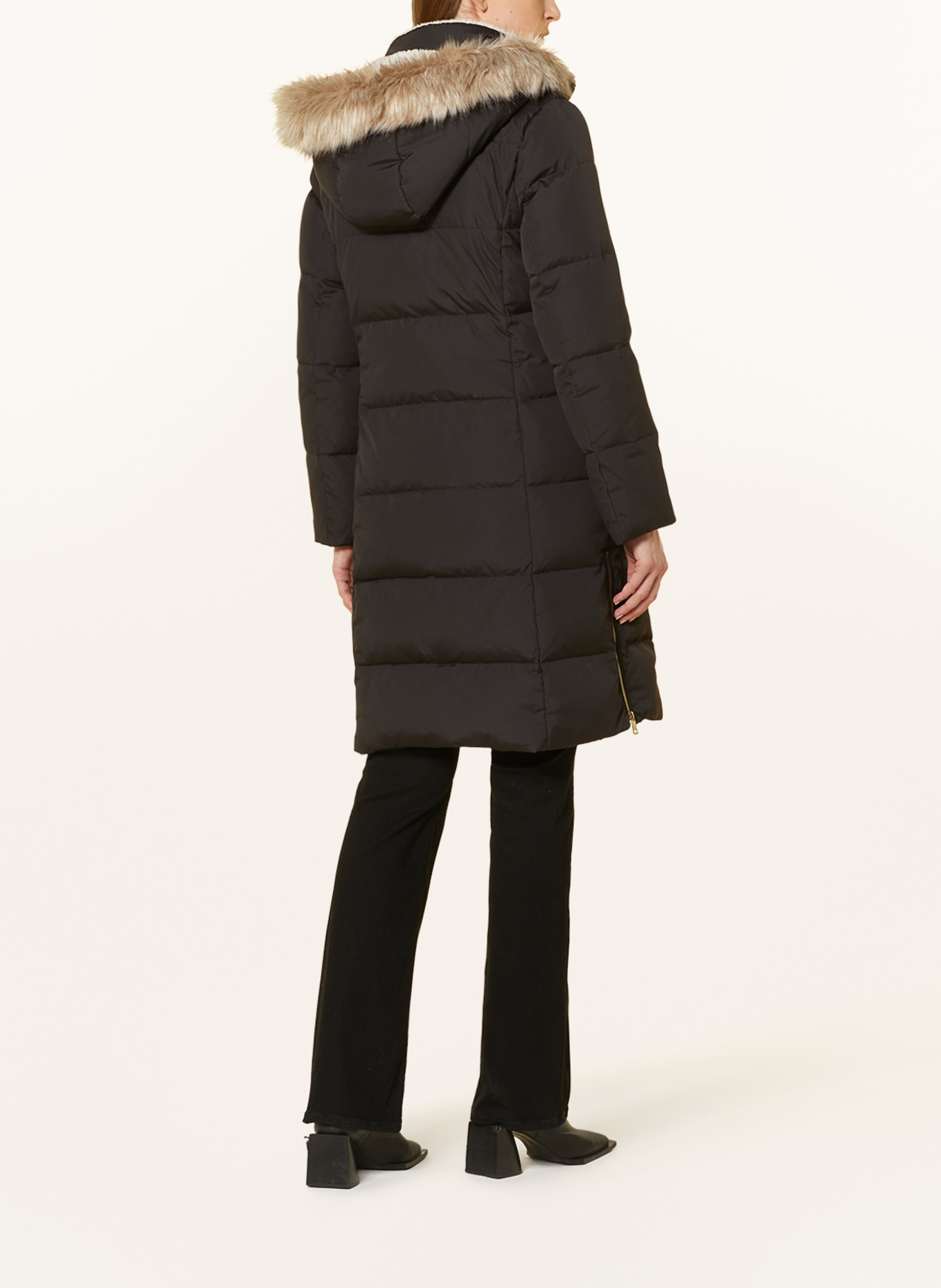 LAUREN RALPH LAUREN Quilted coat with faux fur, Color: BLACK (Image 3)