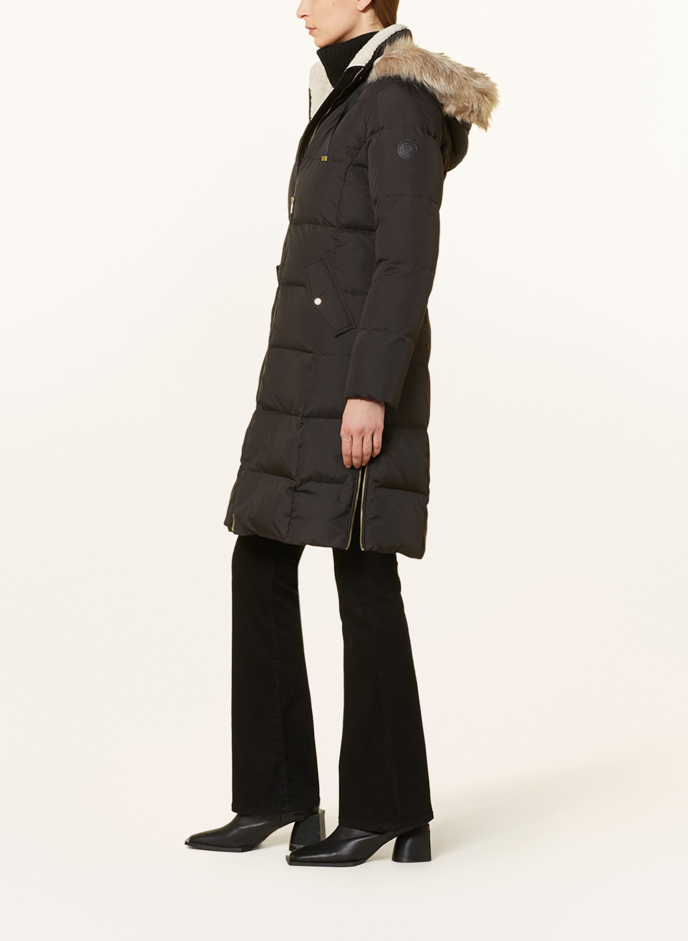 LAUREN RALPH LAUREN Quilted coat with faux fur, Color: BLACK (Image 4)