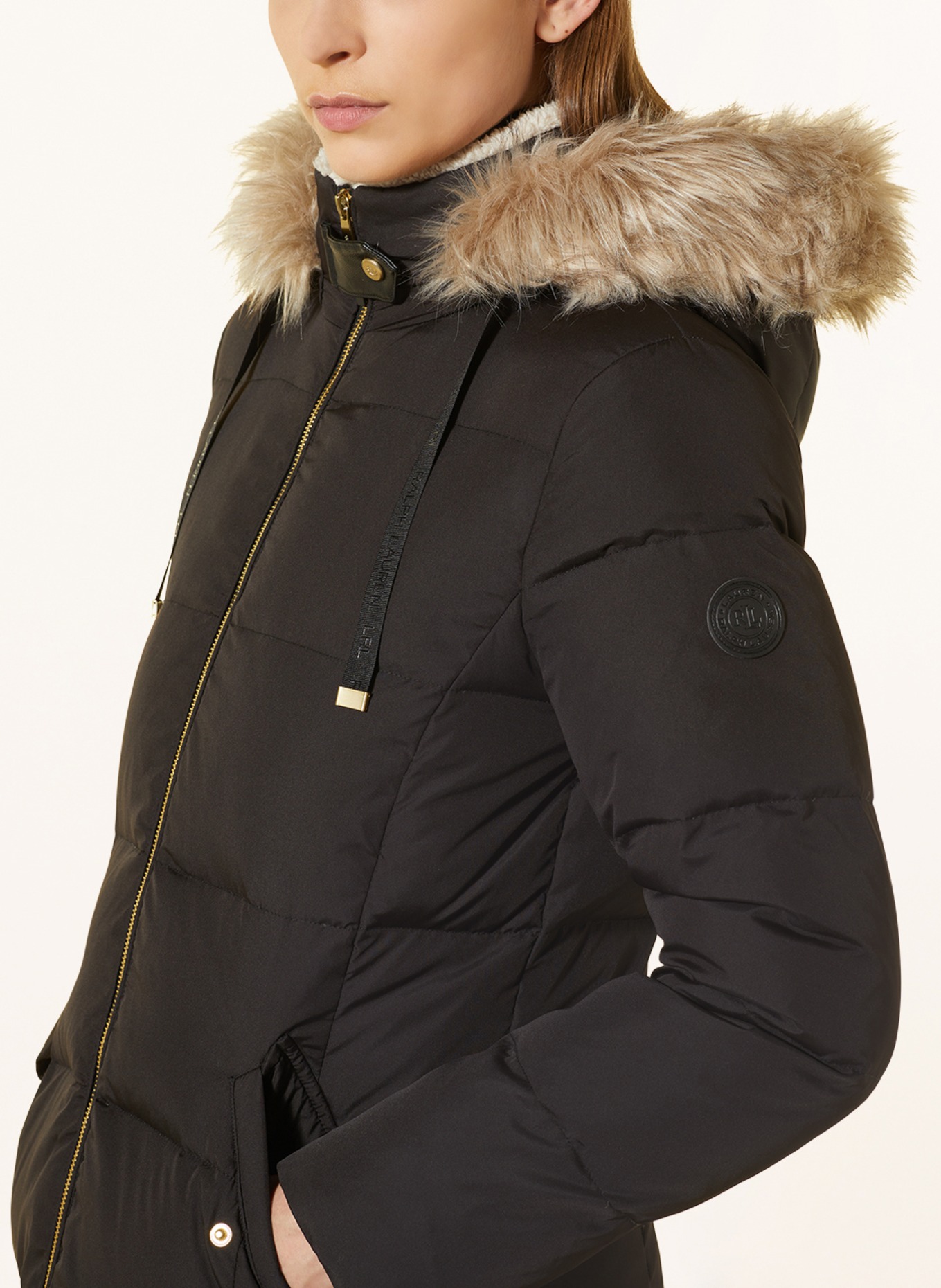 LAUREN RALPH LAUREN Quilted coat with faux fur, Color: BLACK (Image 5)