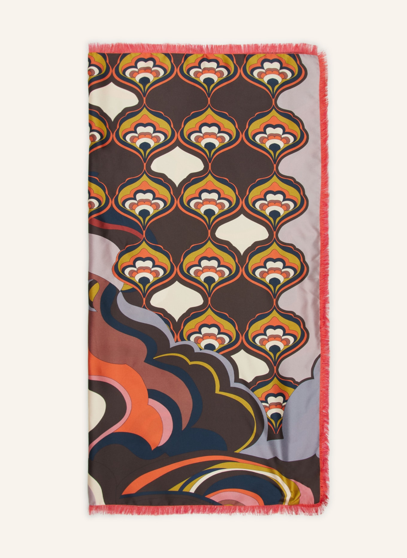 Barbieri Silk scarf, Color: ORANGE/ PINK/ DARK BROWN (Image 1)