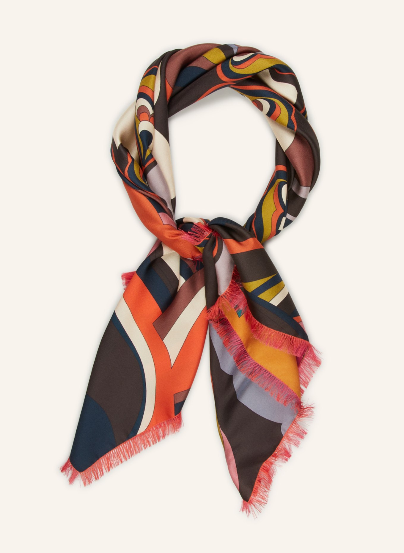 Barbieri Silk scarf, Color: ORANGE/ PINK/ DARK BROWN (Image 2)
