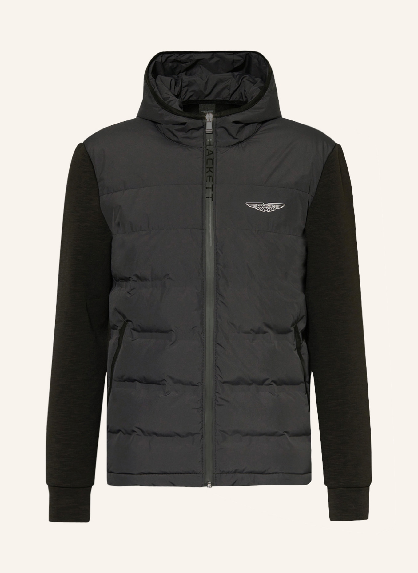 HACKETT LONDON Quilted jacket in mixed materials, Color: BLACK (Image 1)