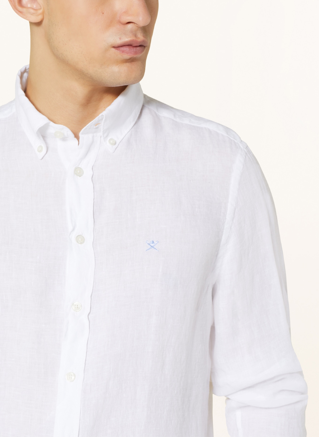 HACKETT LONDON Linen shirt slim fit, Color: WHITE (Image 4)