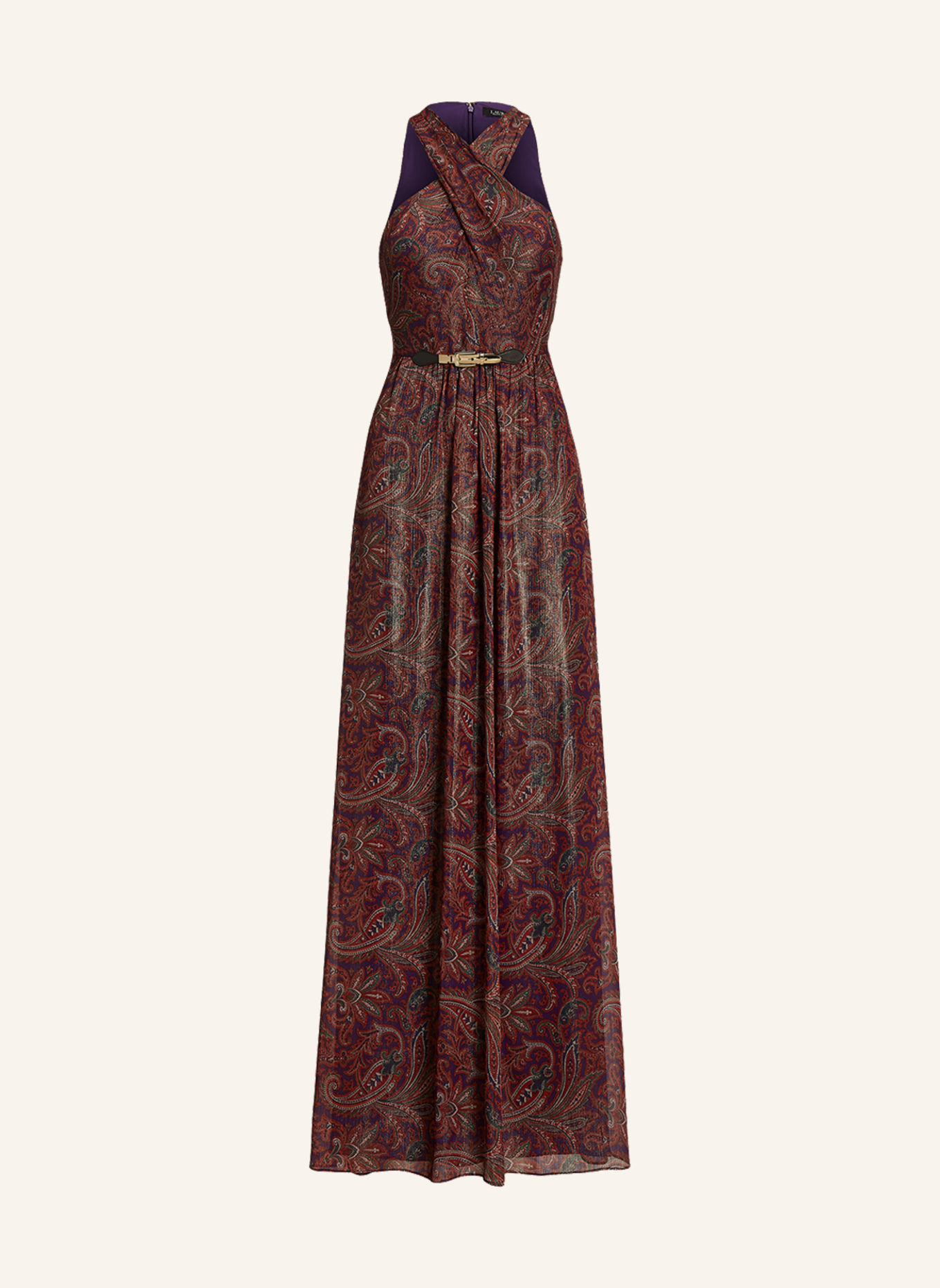 LAUREN RALPH LAUREN Evening dress BERNILT with glitter thread, Color: DARK ORANGE/ PURPLE/ GREEN (Image 1)
