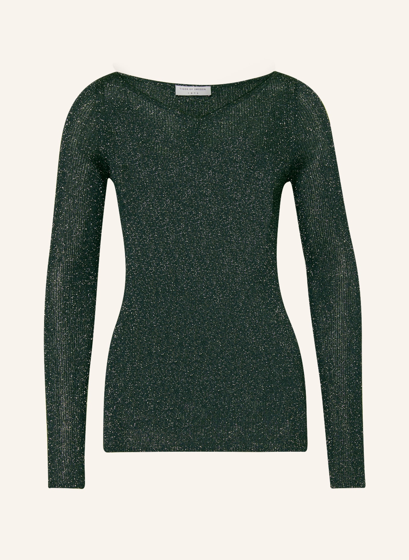 TIGER OF SWEDEN Sweater ALIIANNA with glitter thread, Color: BLACK/ DARK GREEN (Image 1)