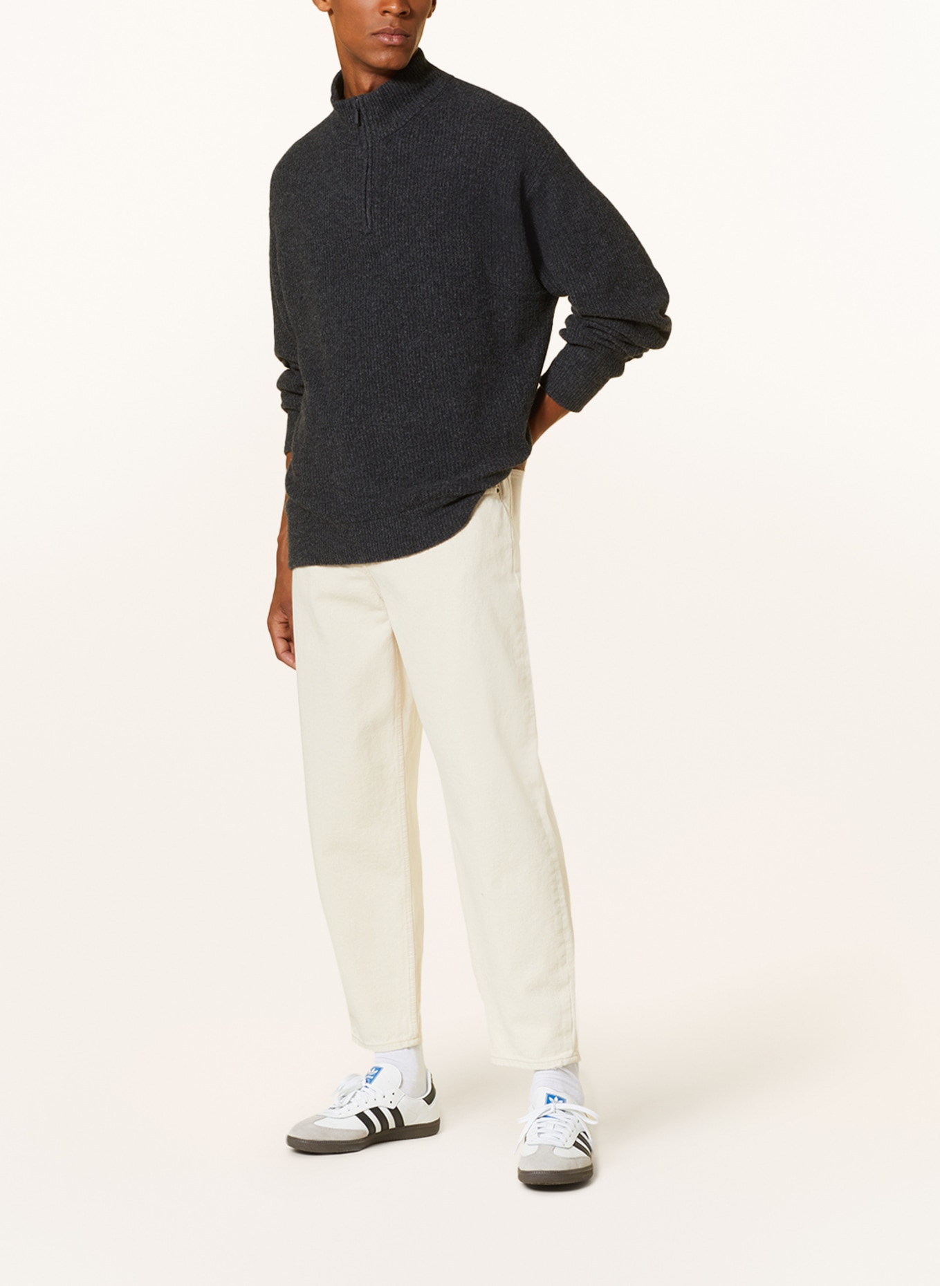 American Vintage Half-zip sweater, Color: DARK GRAY (Image 2)