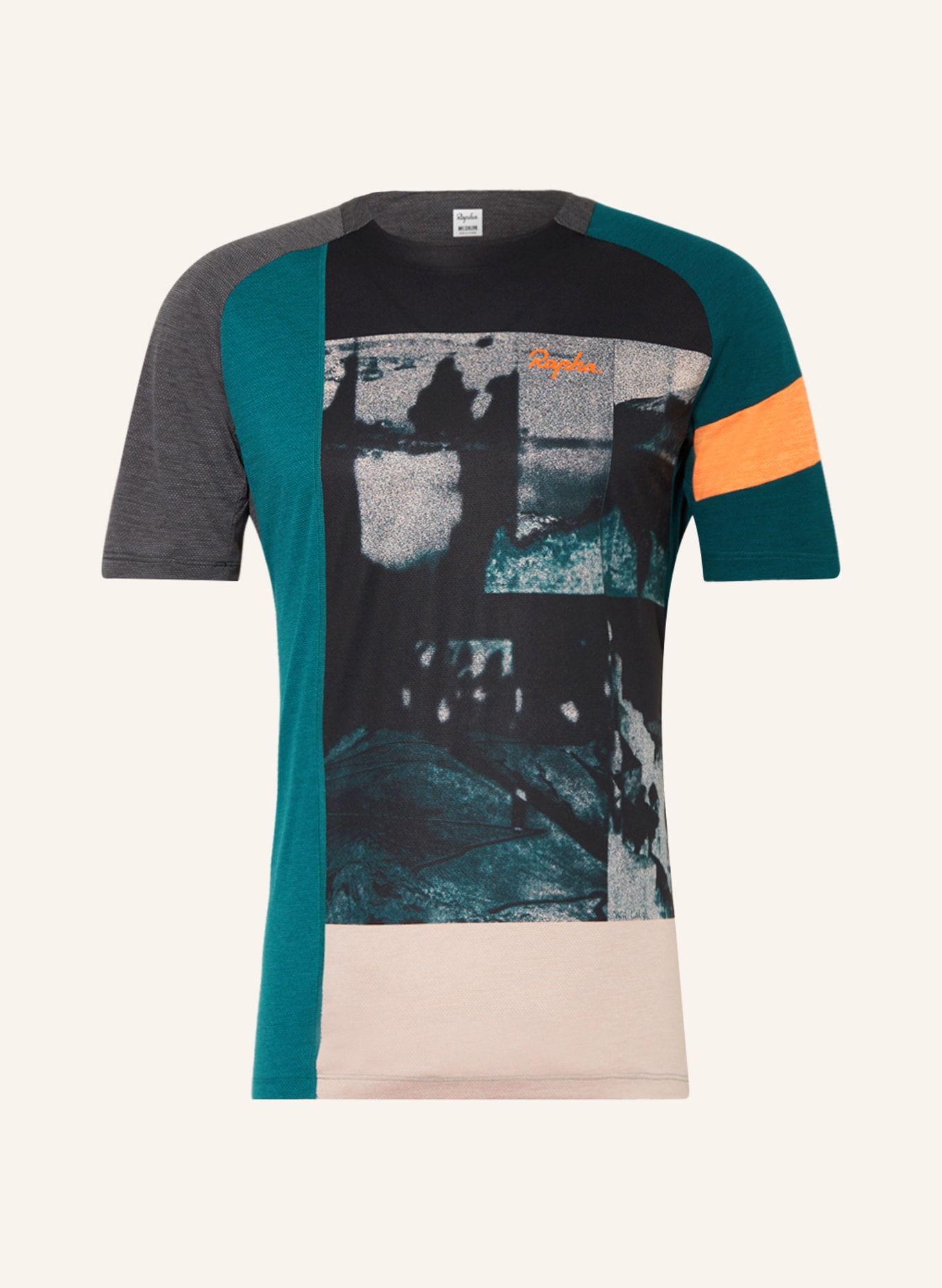 Rapha Cycling shirt TRAIL, Color: TEAL/ BLACK/ LIGHT ORANGE (Image 1)