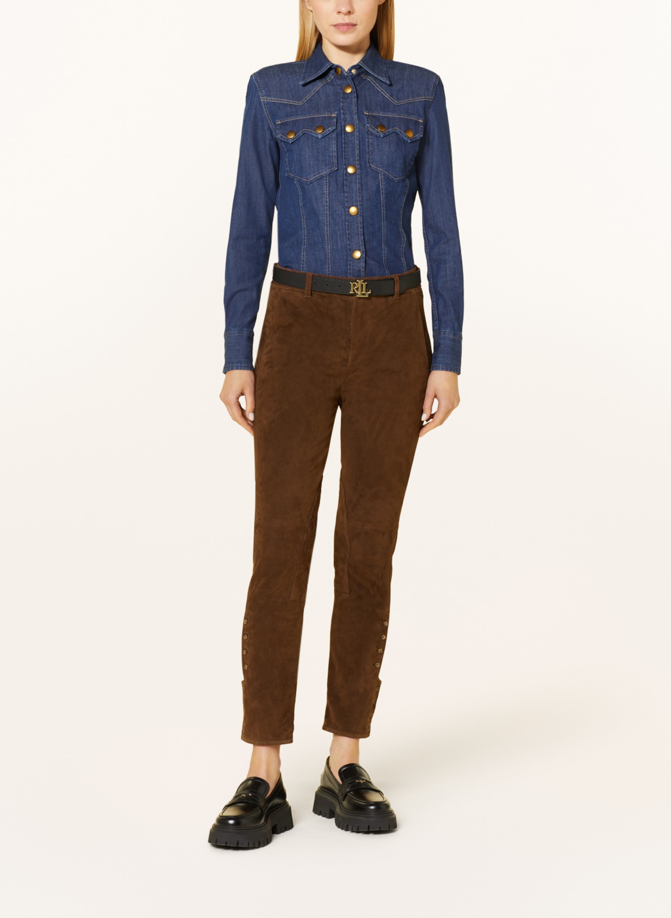 LAUREN RALPH LAUREN Leather trousers, Color: BROWN (Image 2)
