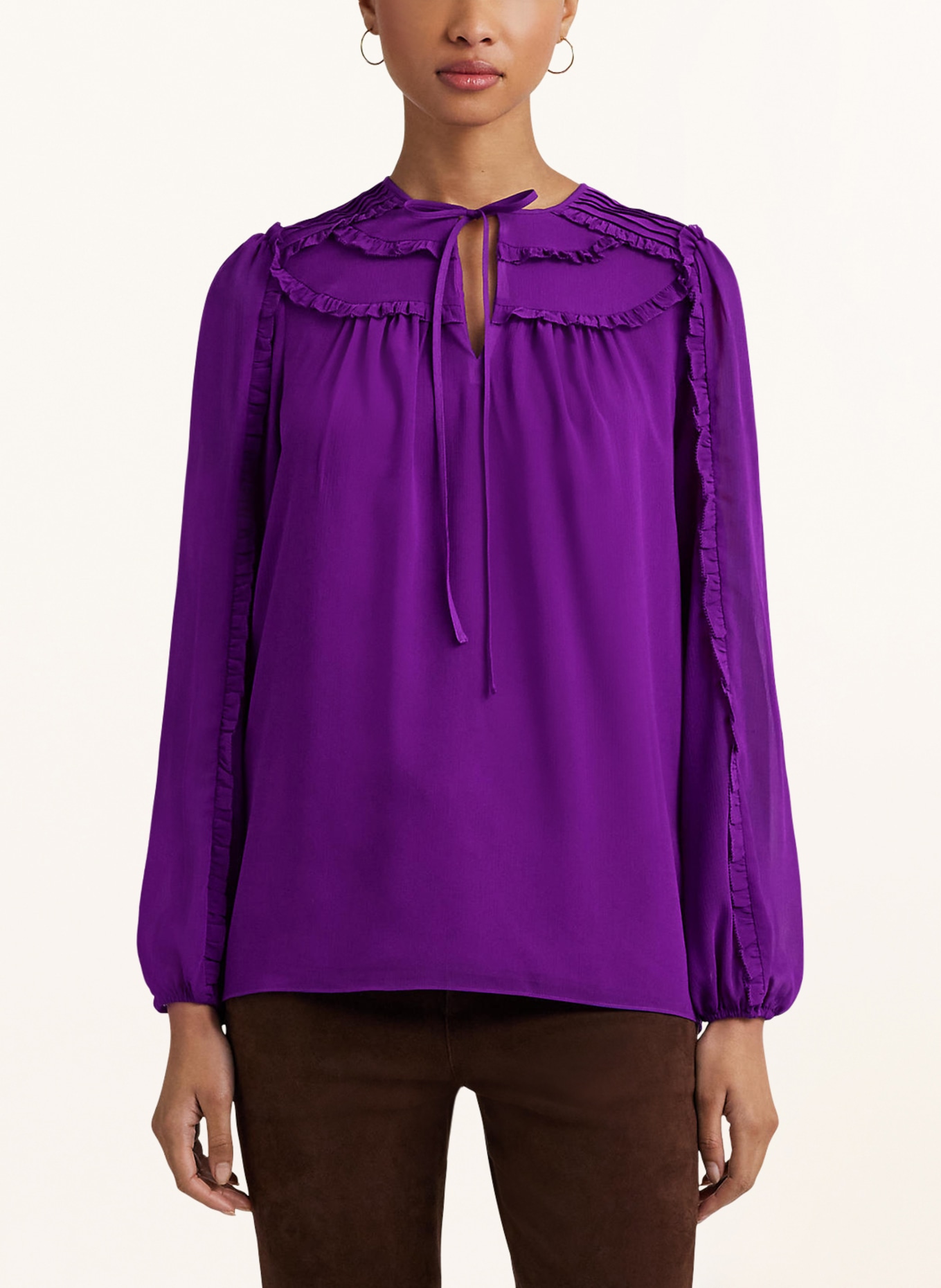 LAUREN RALPH LAUREN Blusenshirt mit Rüschen, Farbe: LILA (Bild 4)