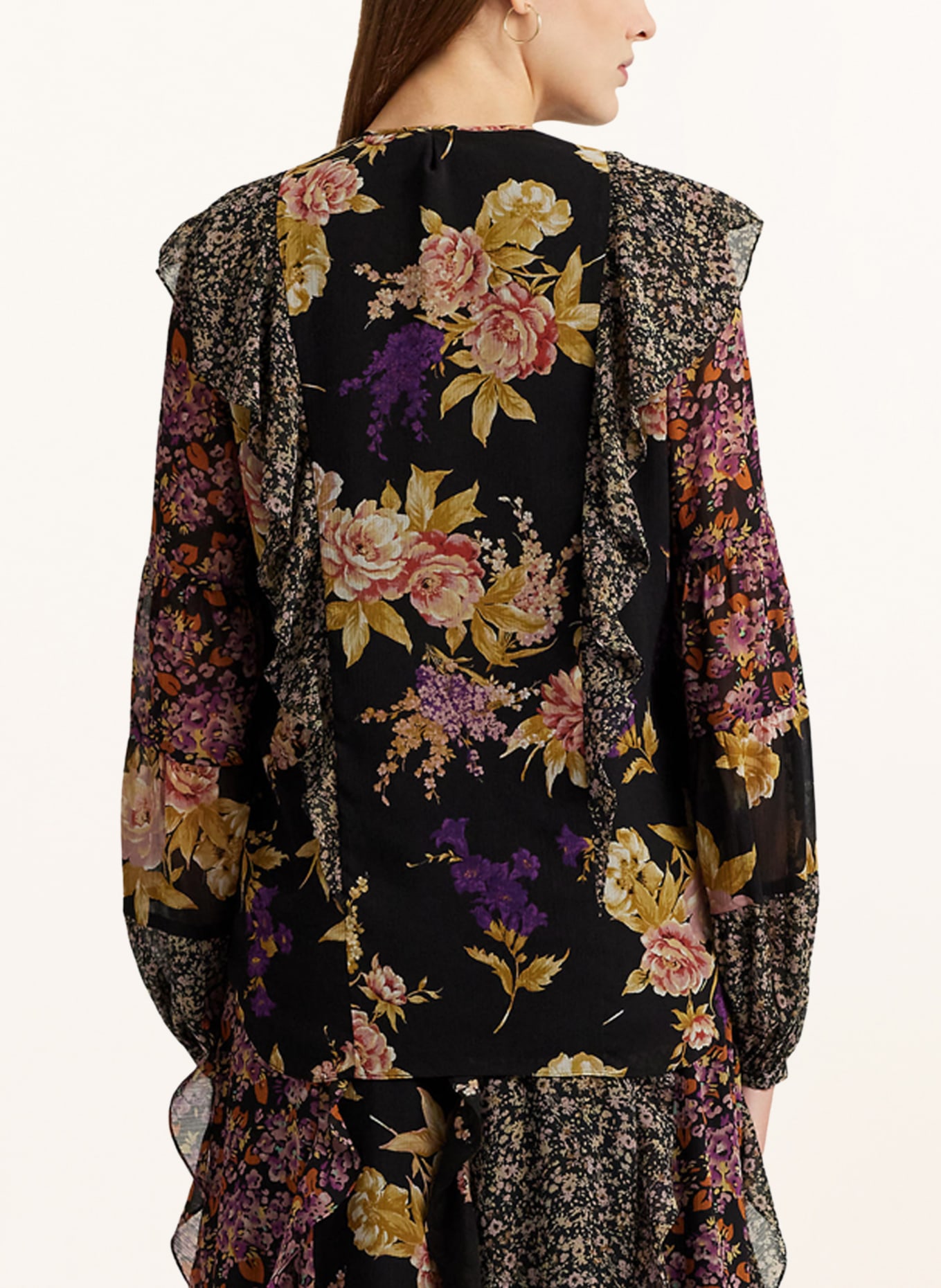 LAUREN RALPH LAUREN Shirt blouse with frills, Color: BLACK/ PURPLE/ PINK (Image 3)