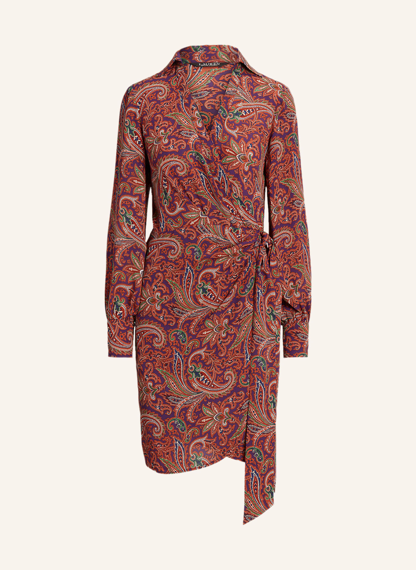 LAUREN RALPH LAUREN Kleid DRAPEY in Wickeloptik, Farbe: LILA/ ORANGE/ GRÜN (Bild 1)