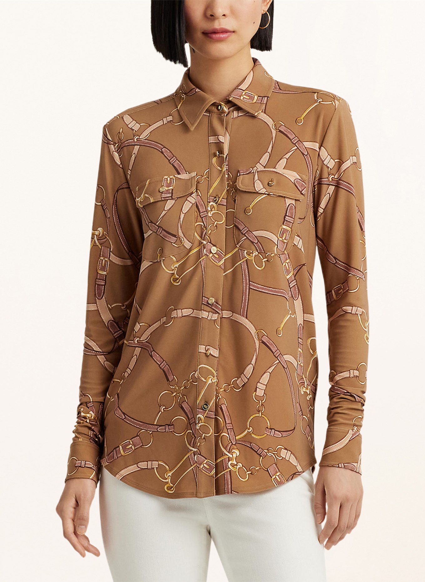 LAUREN RALPH LAUREN Shirt blouse, Color: LIGHT BROWN/ BROWN/ YELLOW (Image 4)