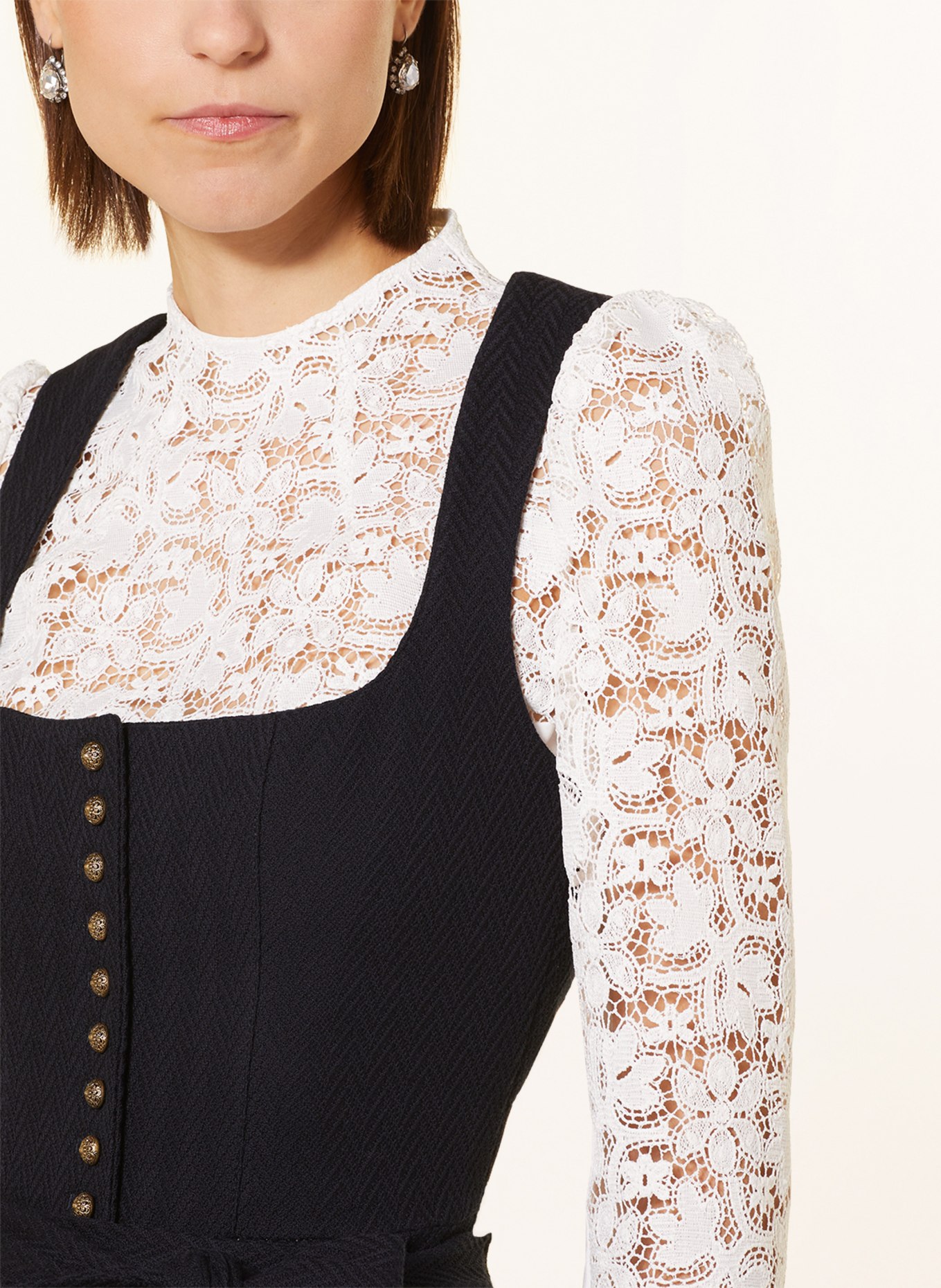 Gottseidank Dirndl blouse ERNESTA in lace with 3/4 sleeves, Color: ECRU (Image 3)