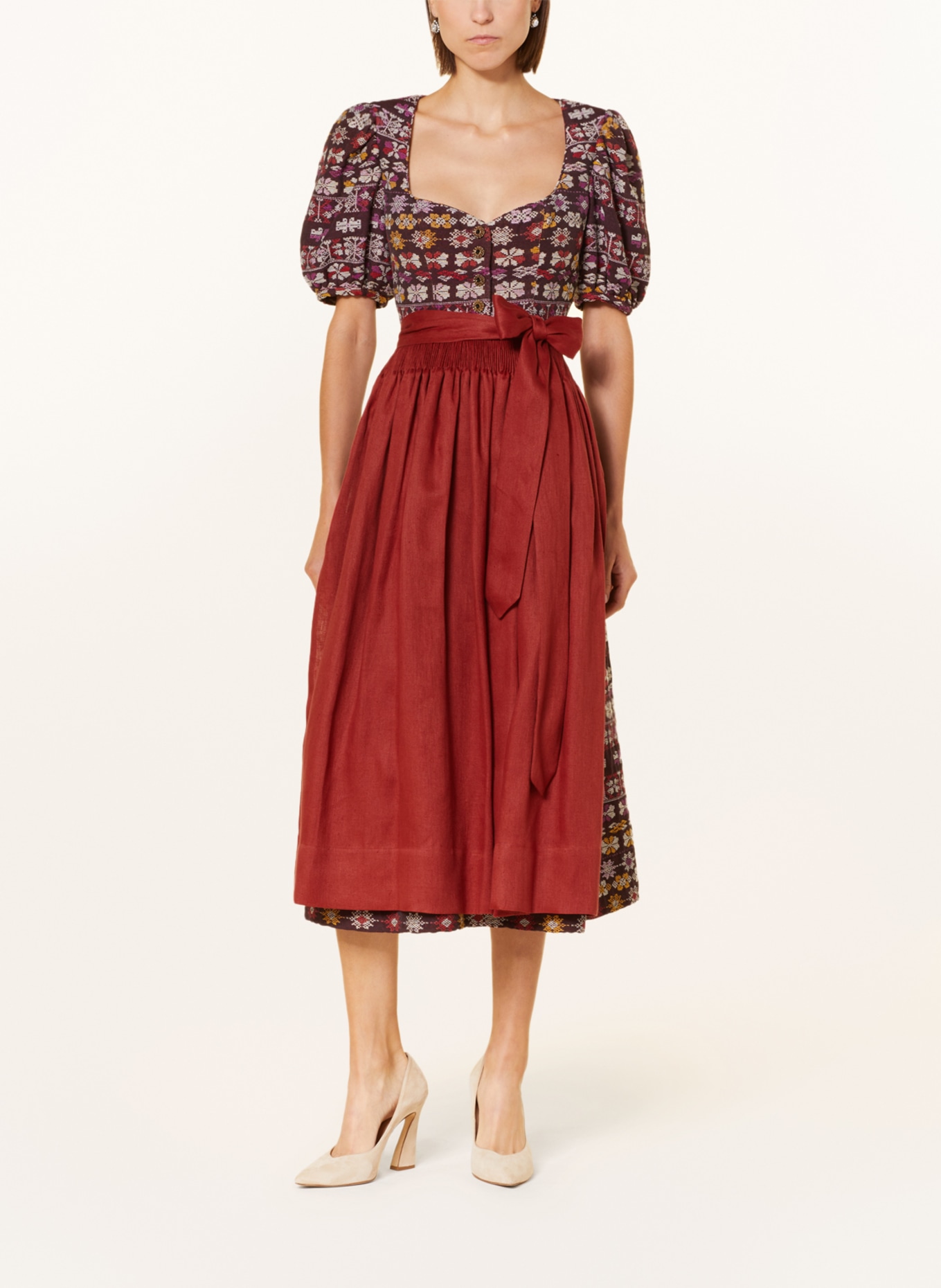 Gottseidank Sukienka bawarska CAROLINA, Kolor: CIEMNOCZERWONY/ CIEMNOŻÓŁTY/ CIEMNOPOMARAŃCZOWY (Obrazek 2)