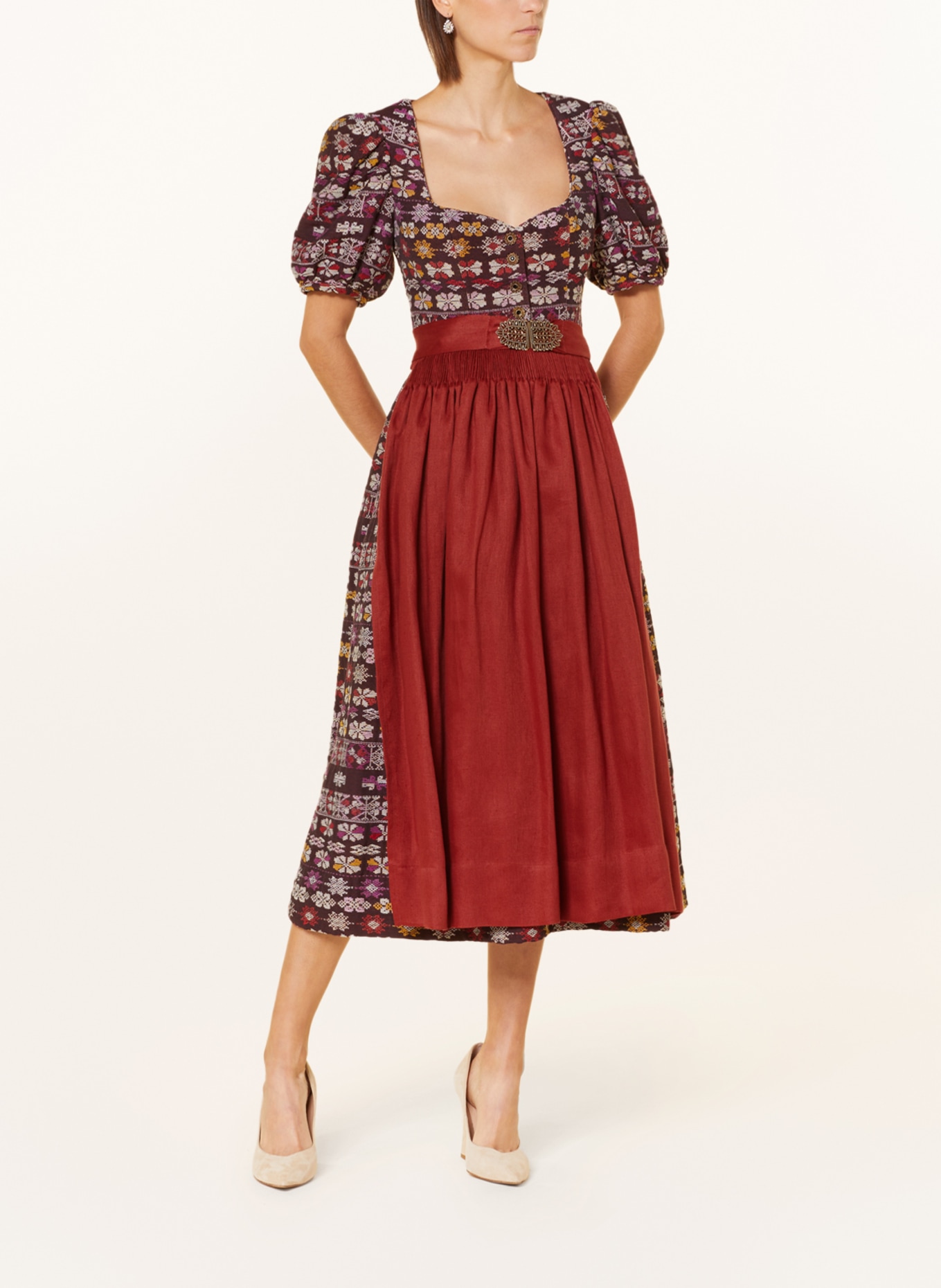 Gottseidank Sukienka bawarska CAROLINA, Kolor: CIEMNOCZERWONY/ CIEMNOŻÓŁTY/ CIEMNOPOMARAŃCZOWY (Obrazek 3)