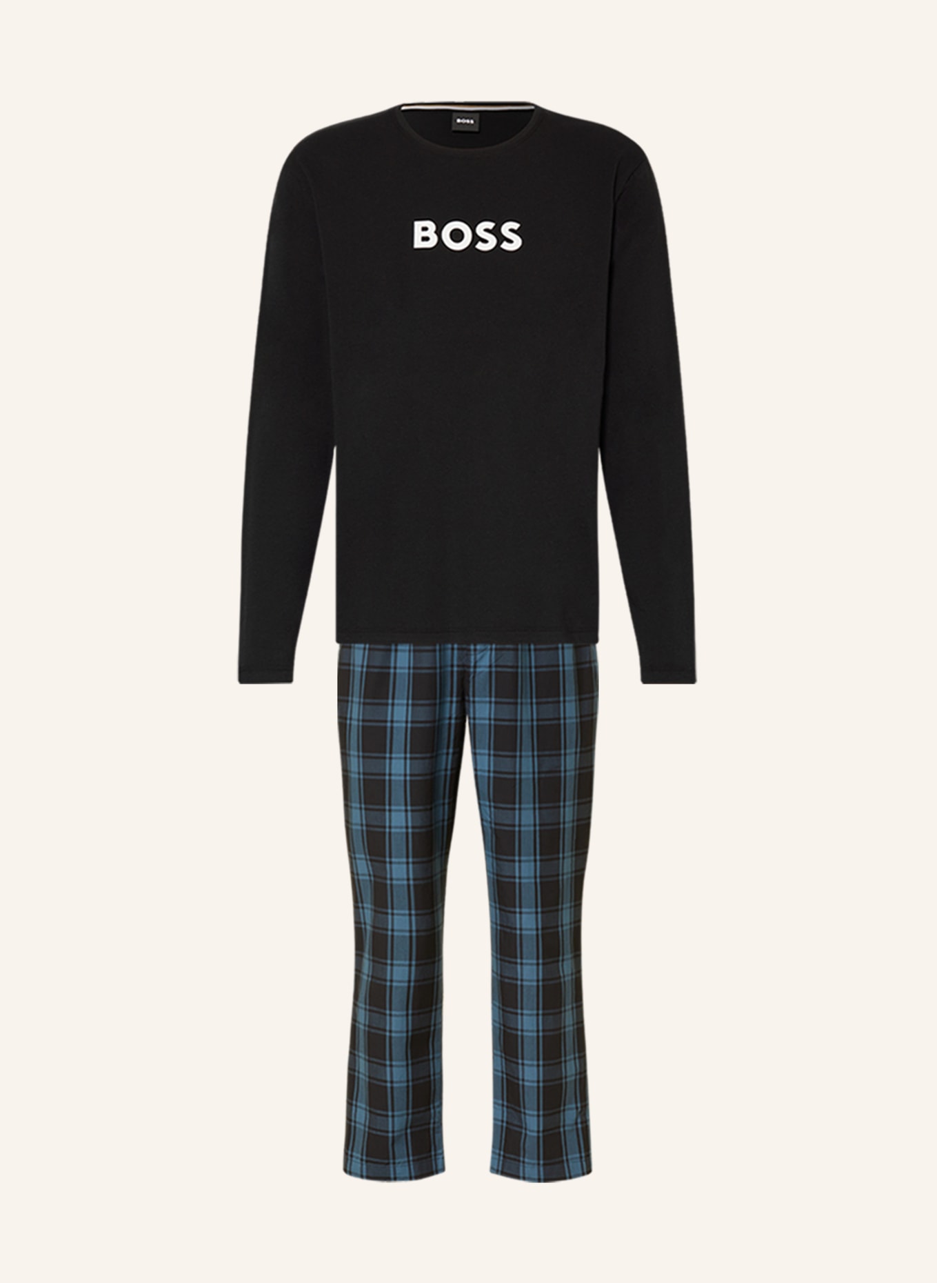BOSS Pajamas EASY LONG, Color: BLACK/ BLUE (Image 1)