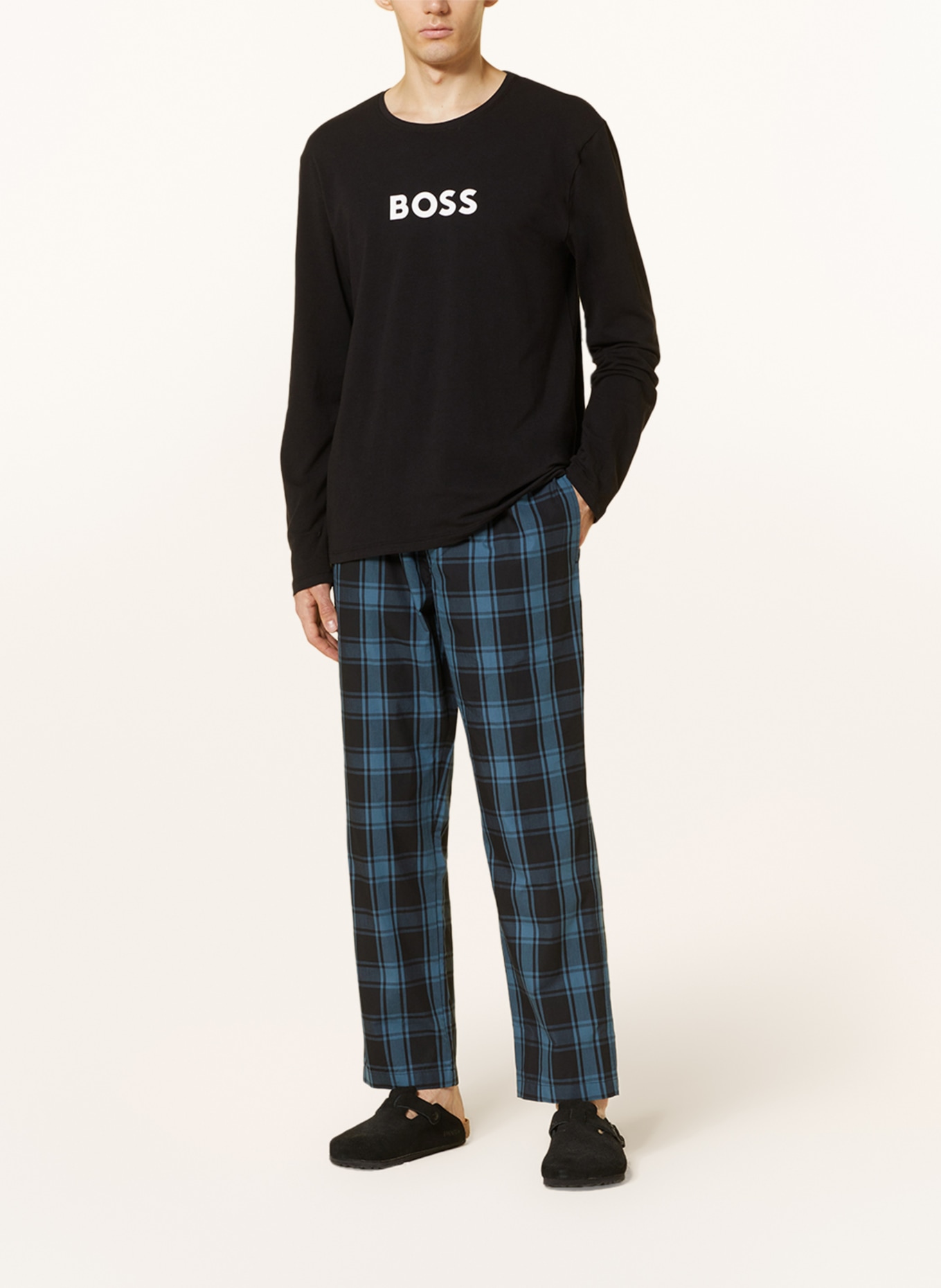 BOSS Schlafanzug EASY LONG, Farbe: SCHWARZ/ BLAU (Bild 2)