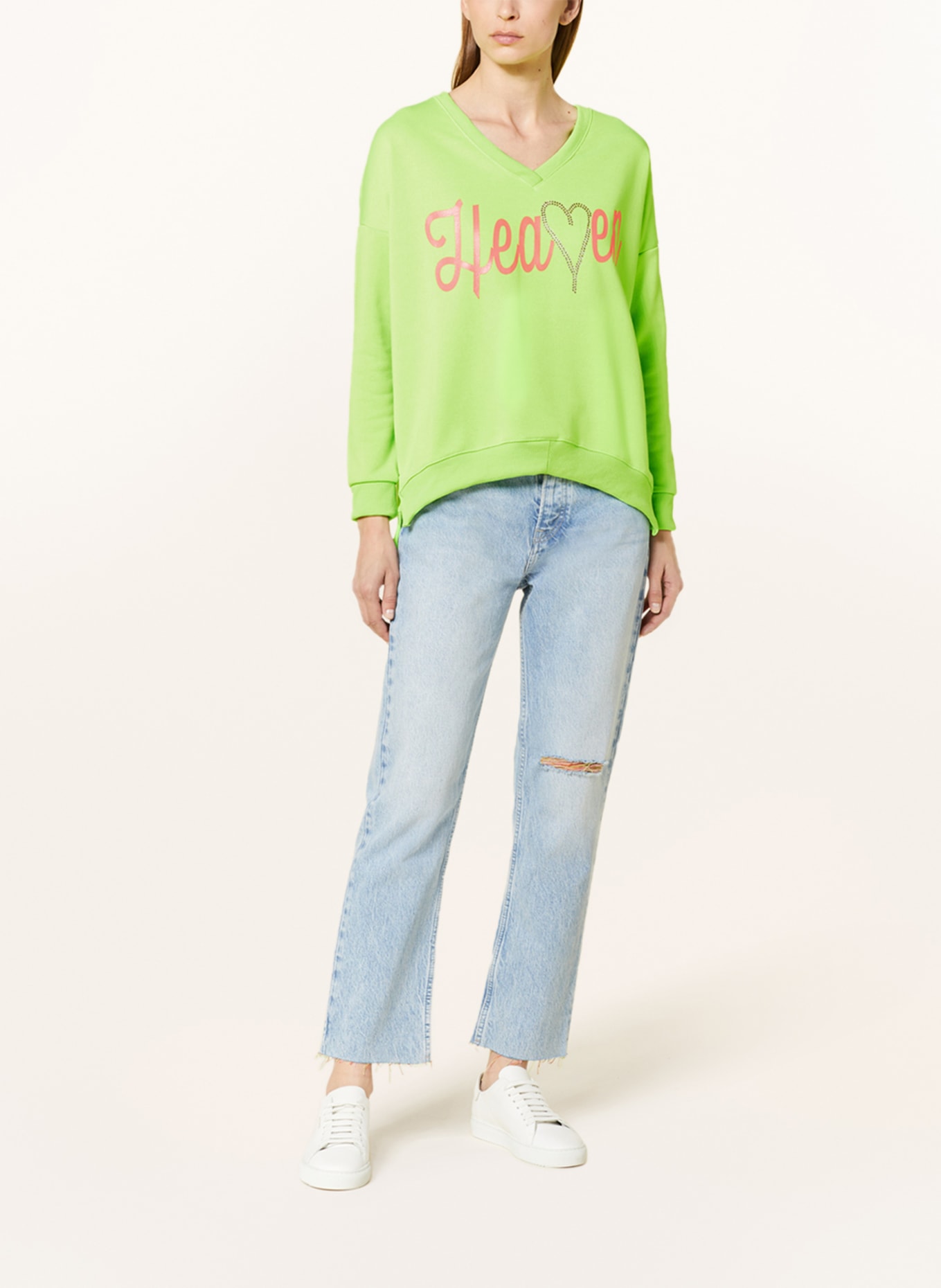 miss goodlife Sweatshirt HEAVEN STONE with decorative gems, Color: NEON GREEN/ PINK (Image 2)