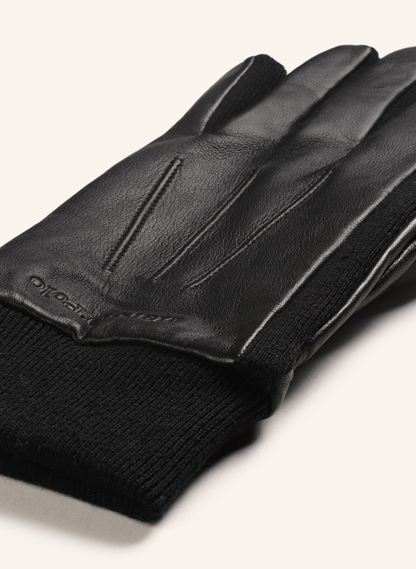 Marc O'Polo Leather gloves in mixed materials, Color: BLACK (Image 2)