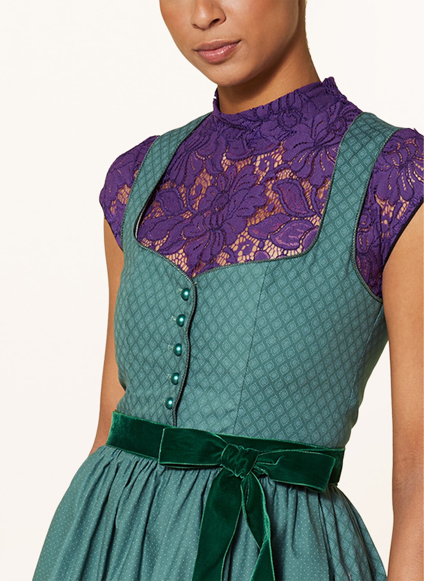 KINGA MATHE Trachten blouse CHARLOTTE made of lace, Color: PURPLE (Image 3)