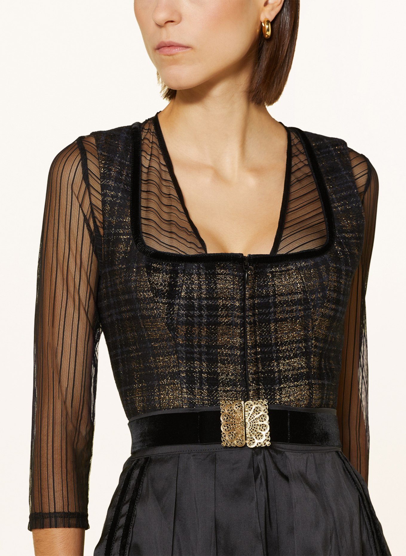 AlpenHERZ Dirndl blouse SUSAN with 3/4 sleeves, Color: BLACK (Image 3)