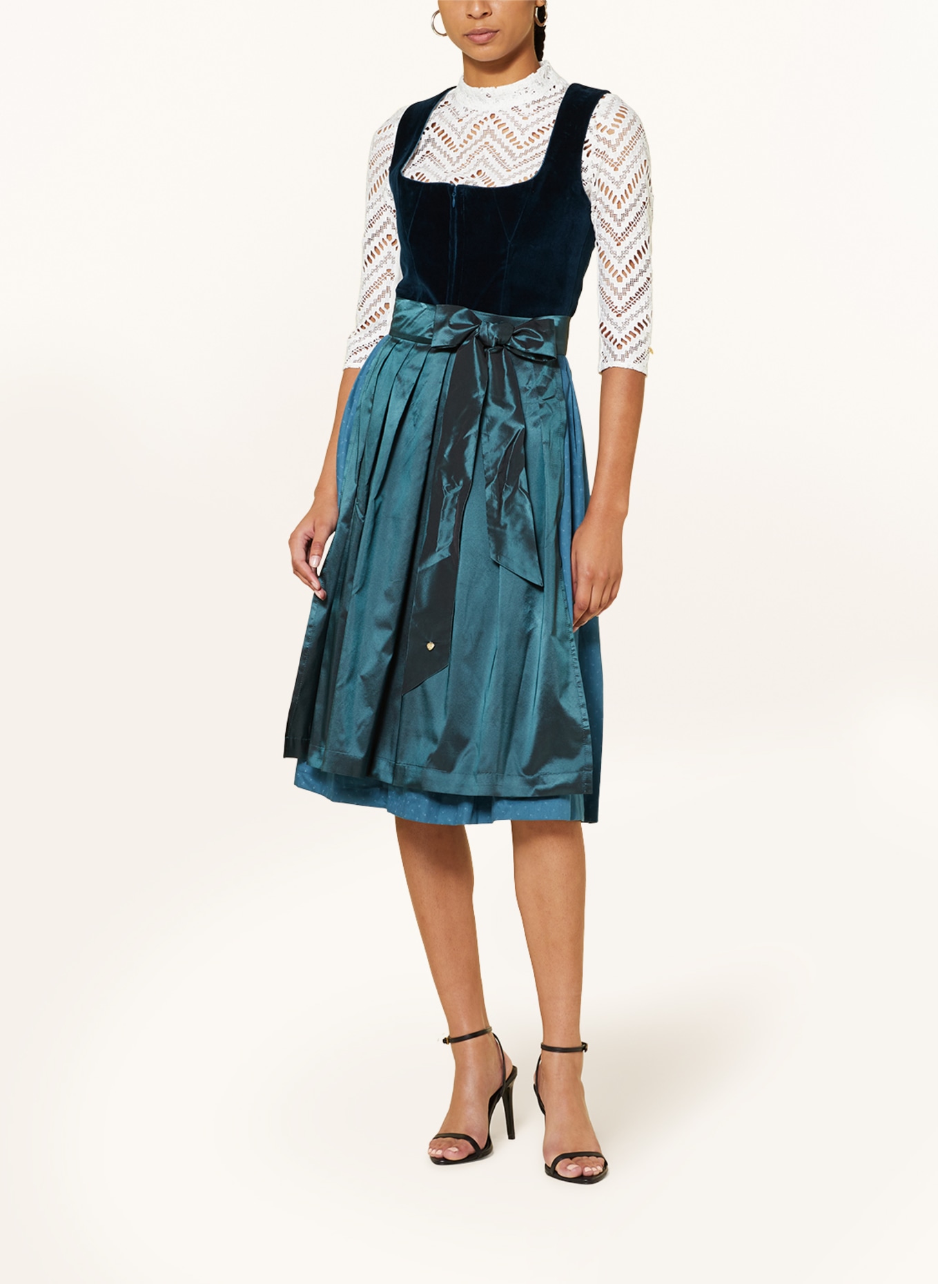 AlpenHERZ Dirndl blouse BELLA made of lace with 3/4 sleeves, Color: WHITE (Image 4)