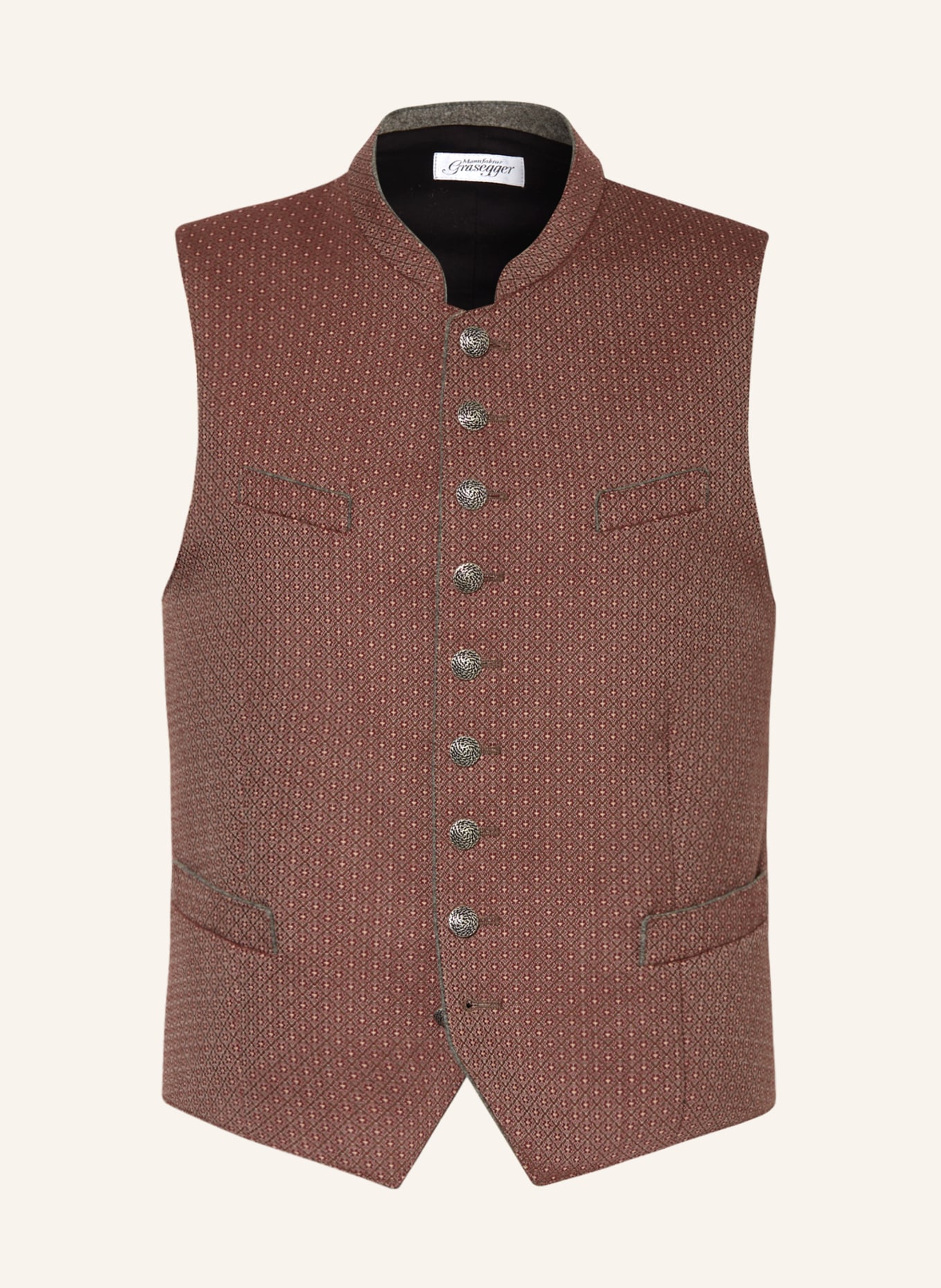 Grasegger Trachtenweste XENO: DUNKELROT/ CREME/ TAUPE