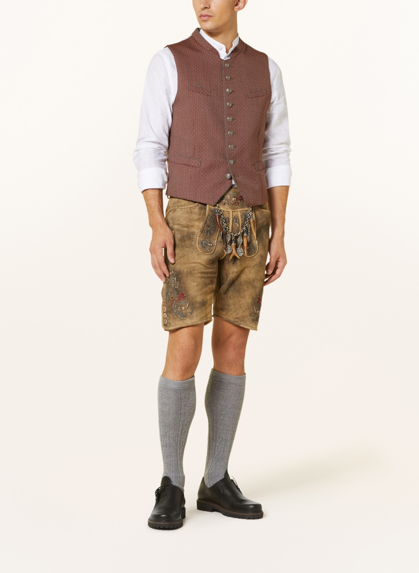 Grasegger Trachtenweste XENO: DUNKELROT/ CREME/ TAUPE