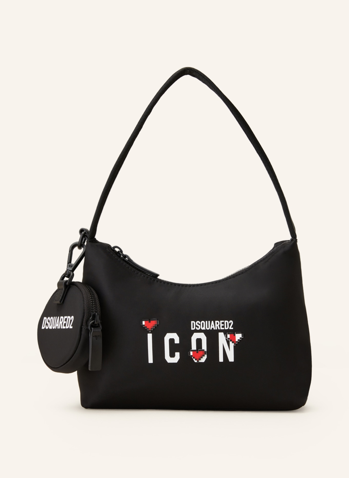 DSQUARED2 Hobo bag ICON MINI HEARTS, Color: BLACK/ WHITE (Image 1)