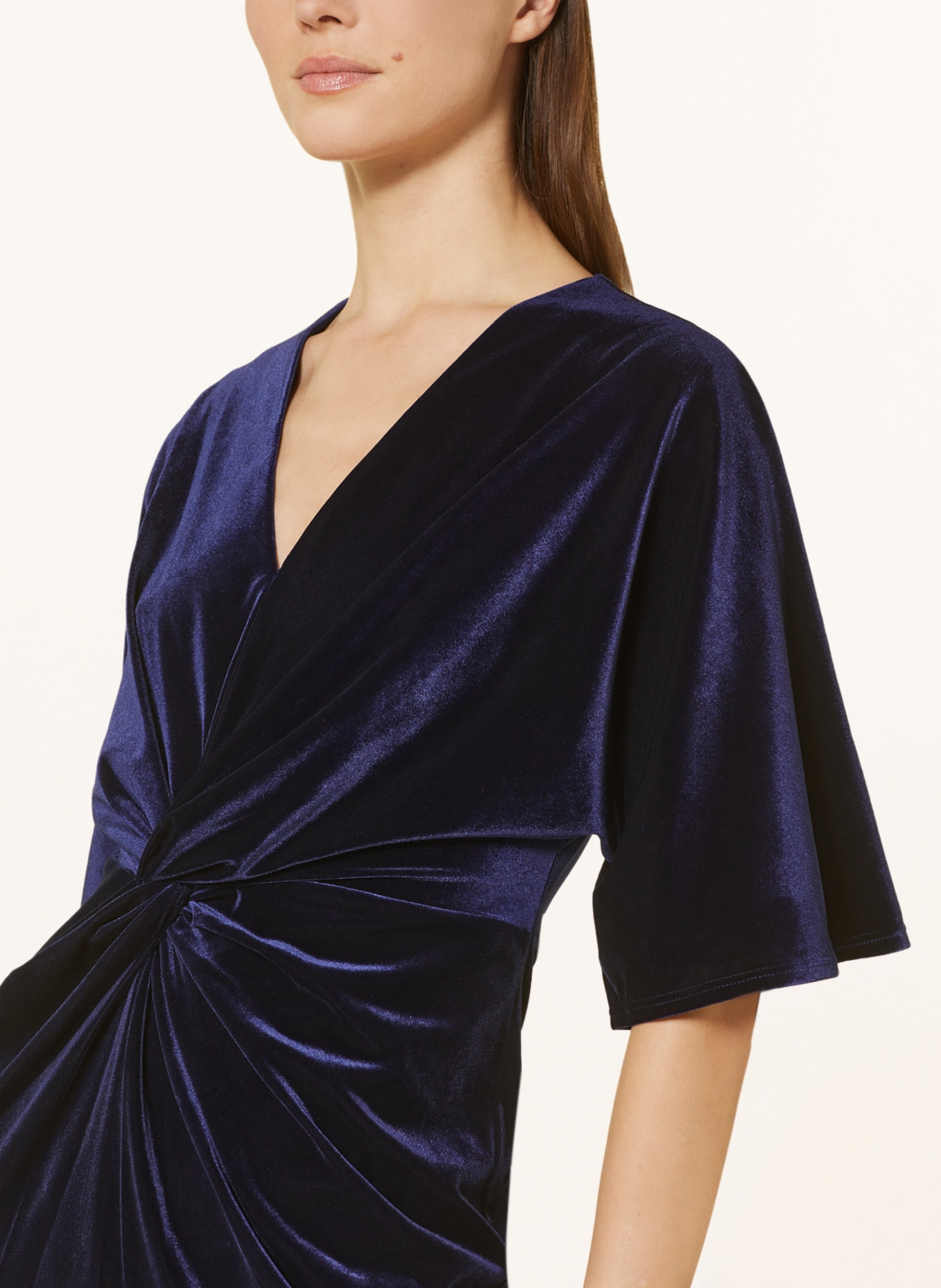 1901 velvet trim tie neck dress clearance