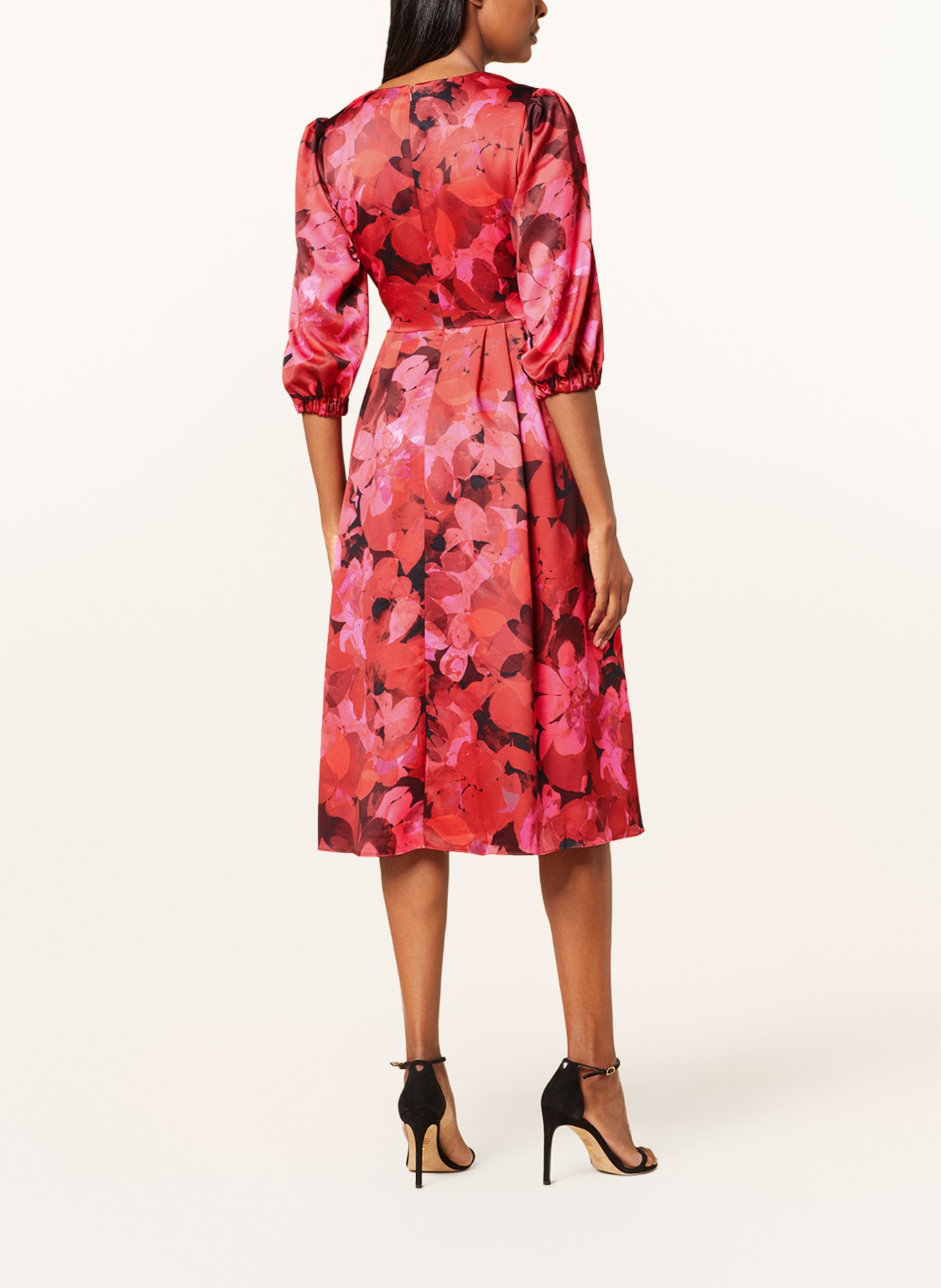 KLEO Cocktailkleid in Wickeloptik aus Satin: ROT / PINK